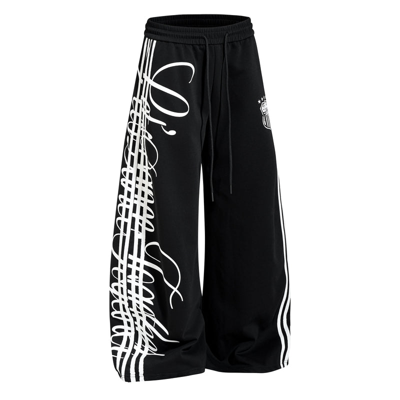 Omirad Script Stripe Wide-Leg Sweatpants | Streetwear