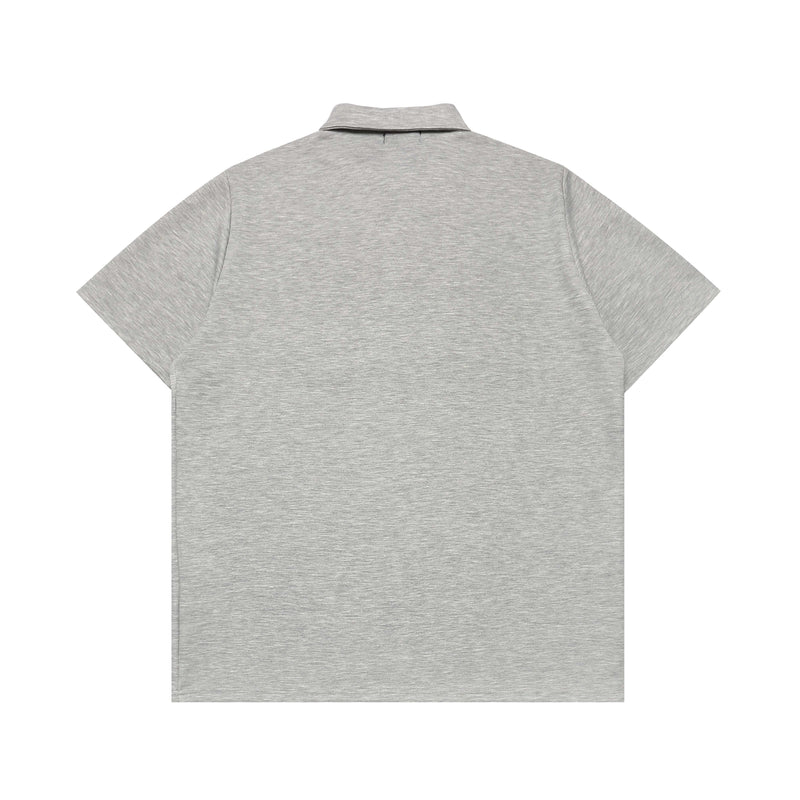 Light gray short-sleeve polo shirt with a textured knit collar, shown flat against a white background