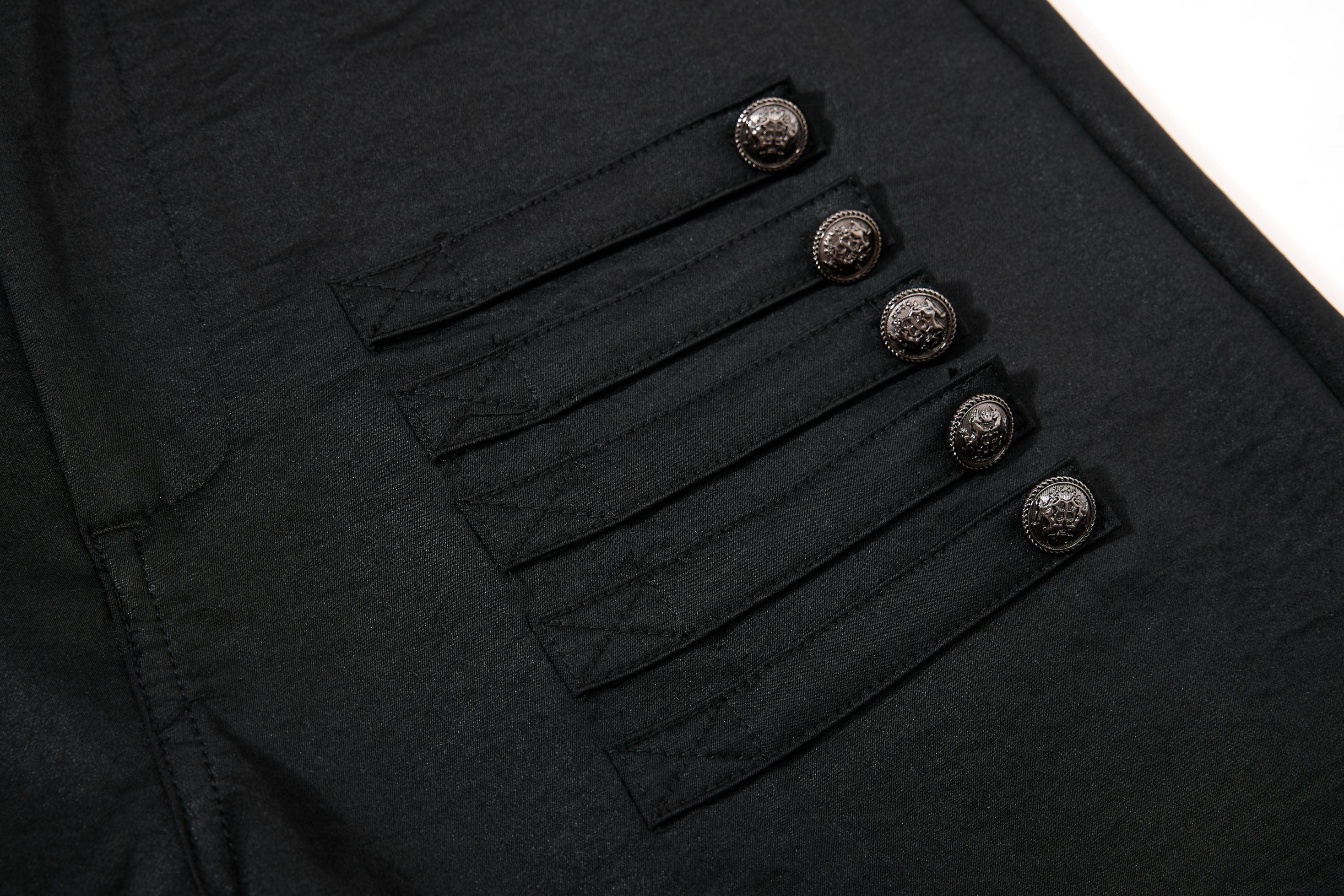 Gothic Wide-Leg Pants | Button Detail & Graphic Print