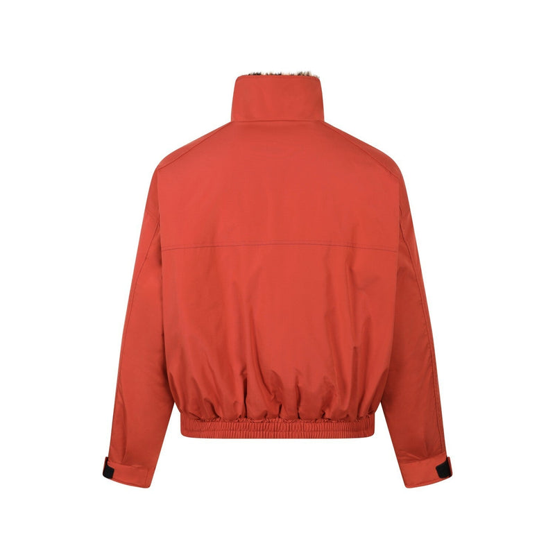 Leopard-Lined Military Bomber Jacket | Streetwear Winter Coat