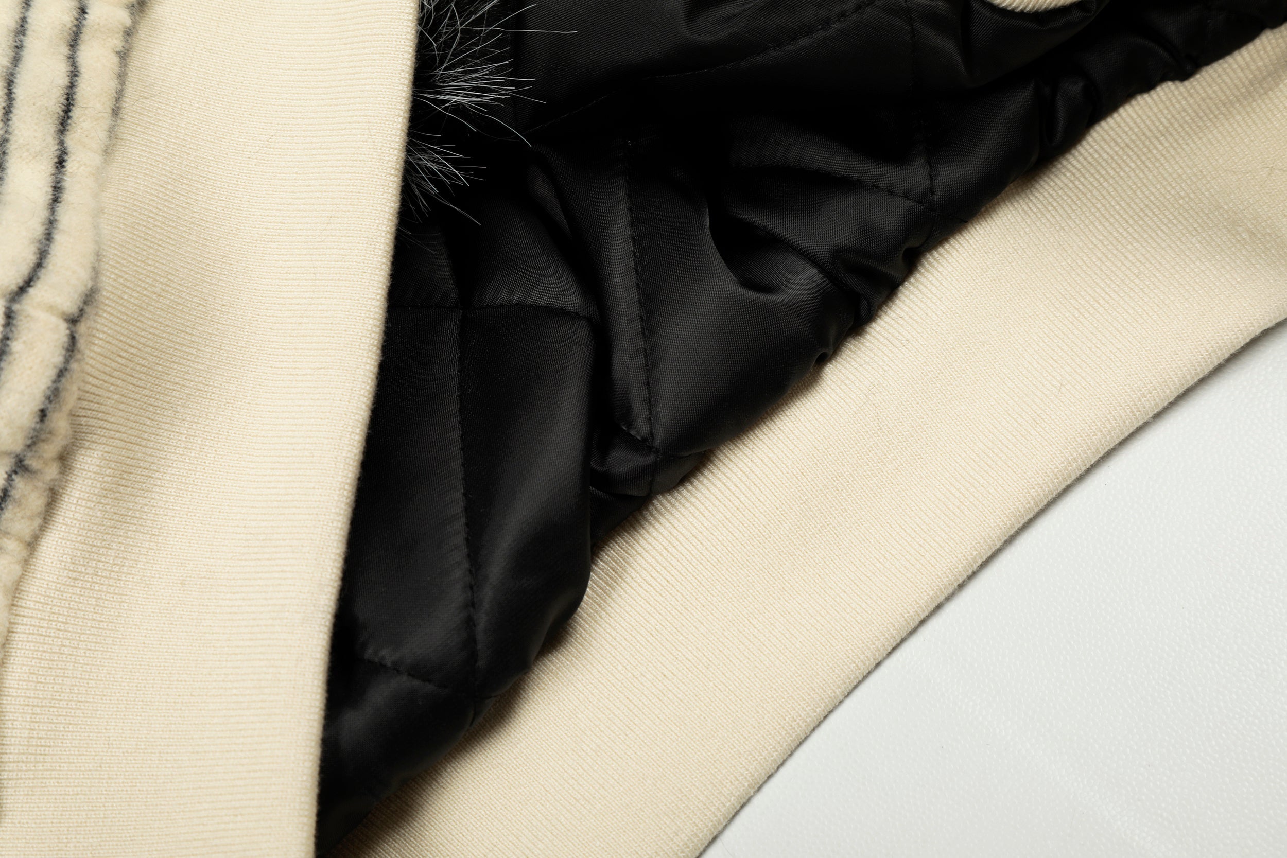 Faux-Fur Lined Striped Zip-Up Hoodie Jacket | SEAKOFF
