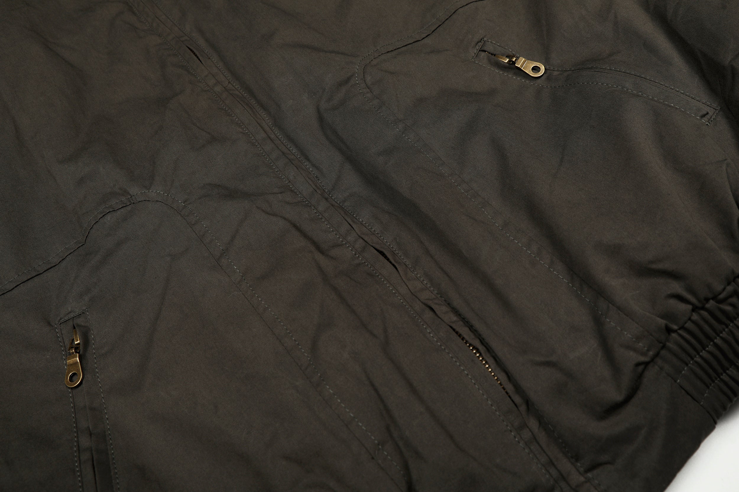 Cotton Stand-Collar Bomber Jacket | Army Green & Brown