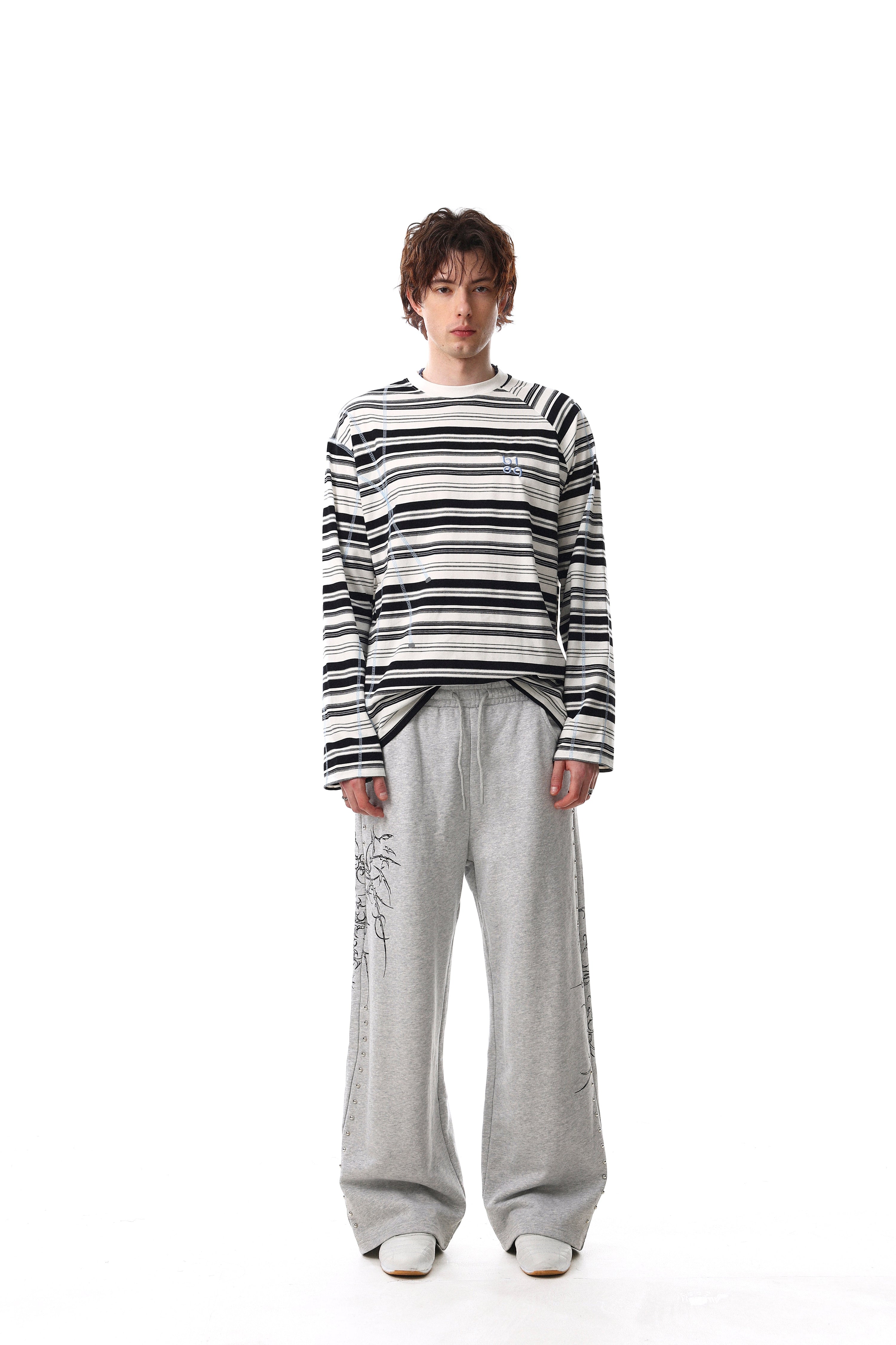 Omirad Striped Long Sleeve Crewneck Tee | 100% Cotton