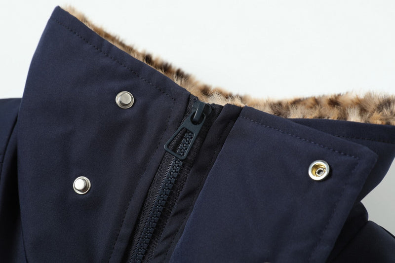 Leopard-Lined Military Bomber Jacket | Streetwear Winter Coat