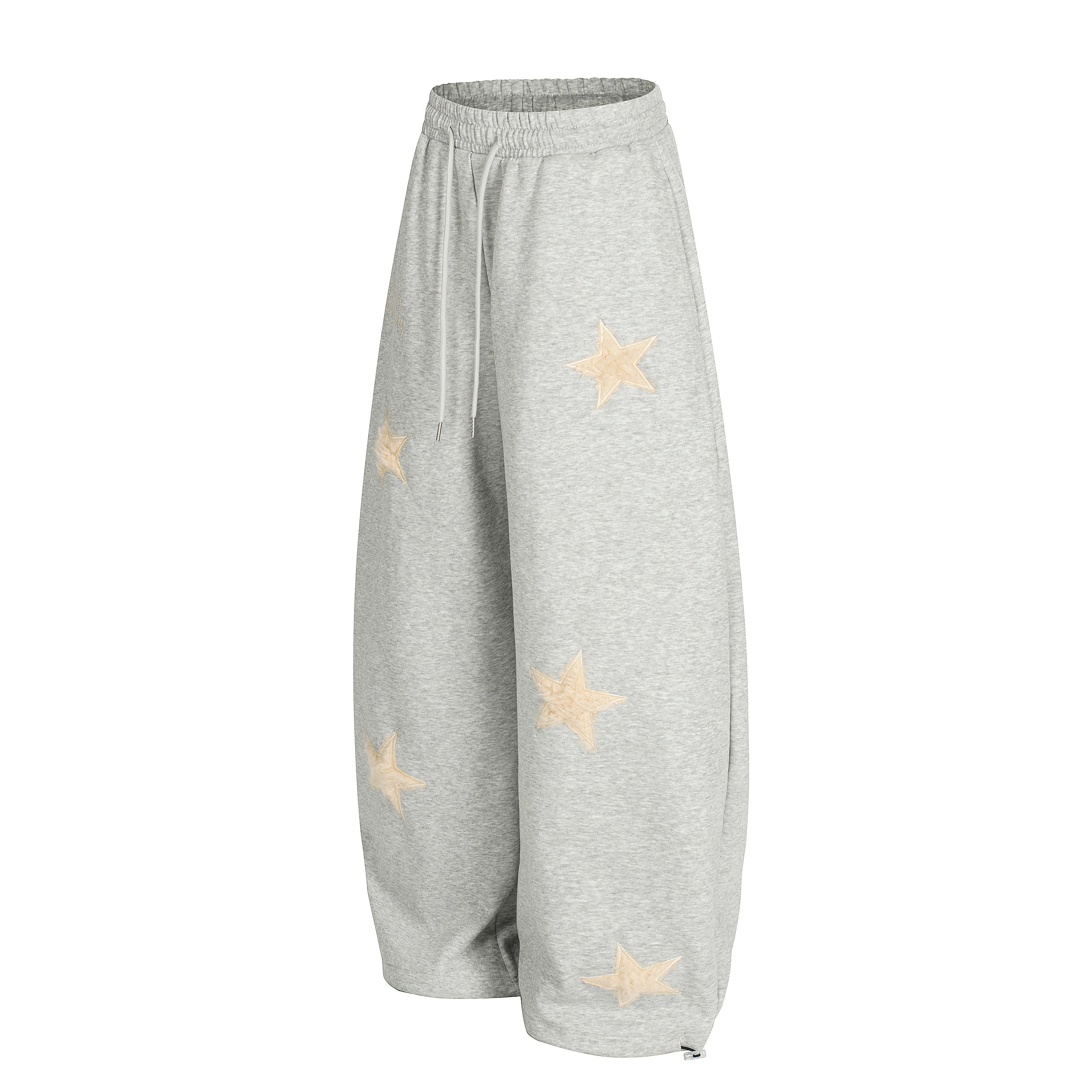 Fuzzy Star Appliqué Wide-Leg Sweatpants | Happy Ronteng