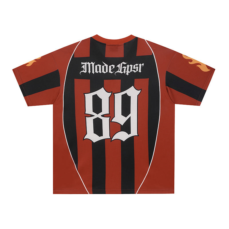 Flame Stripe Number Football Jersey | Street Athletic Fit