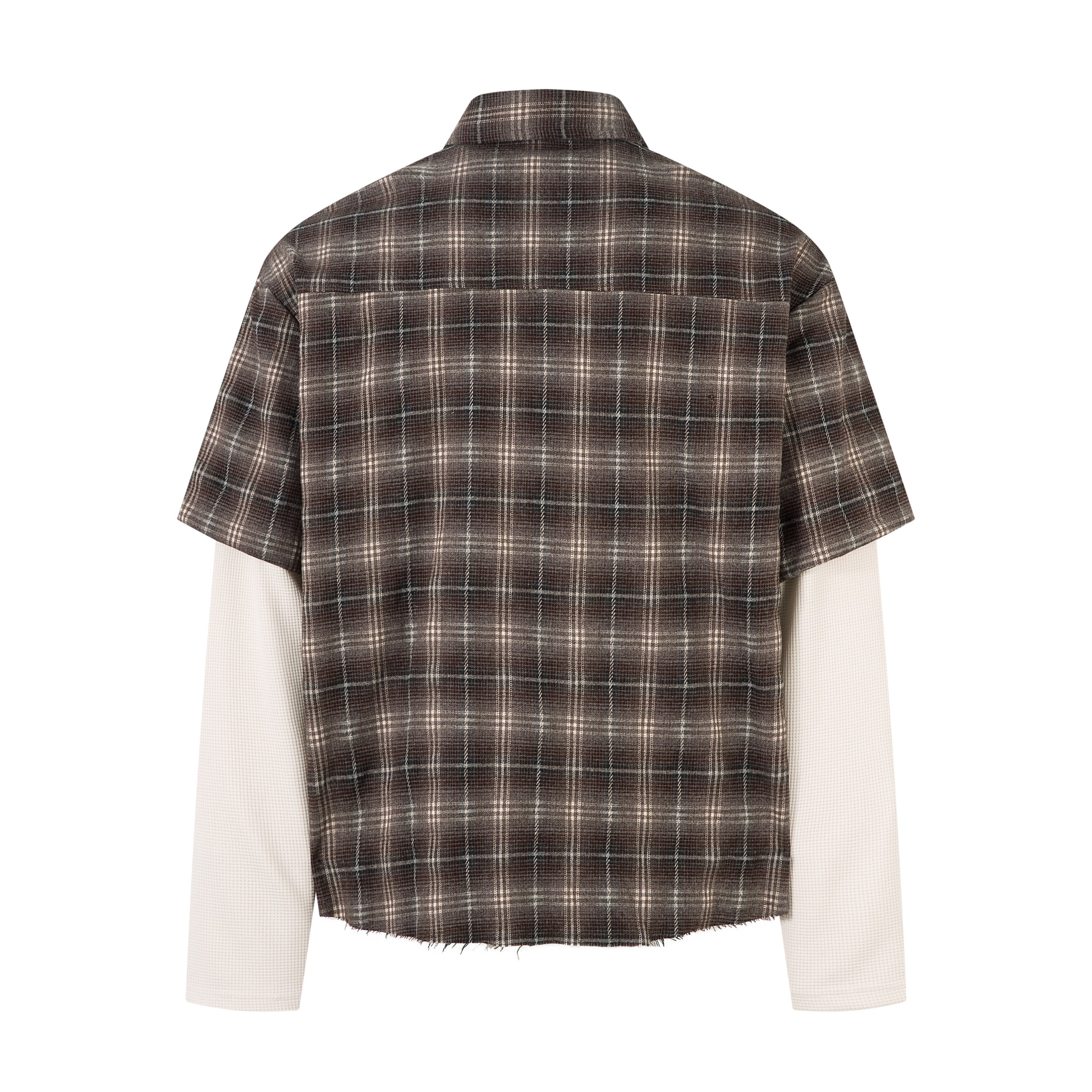 Layered Plaid Fringe Shirt | Grunge Streetwear Button-Up