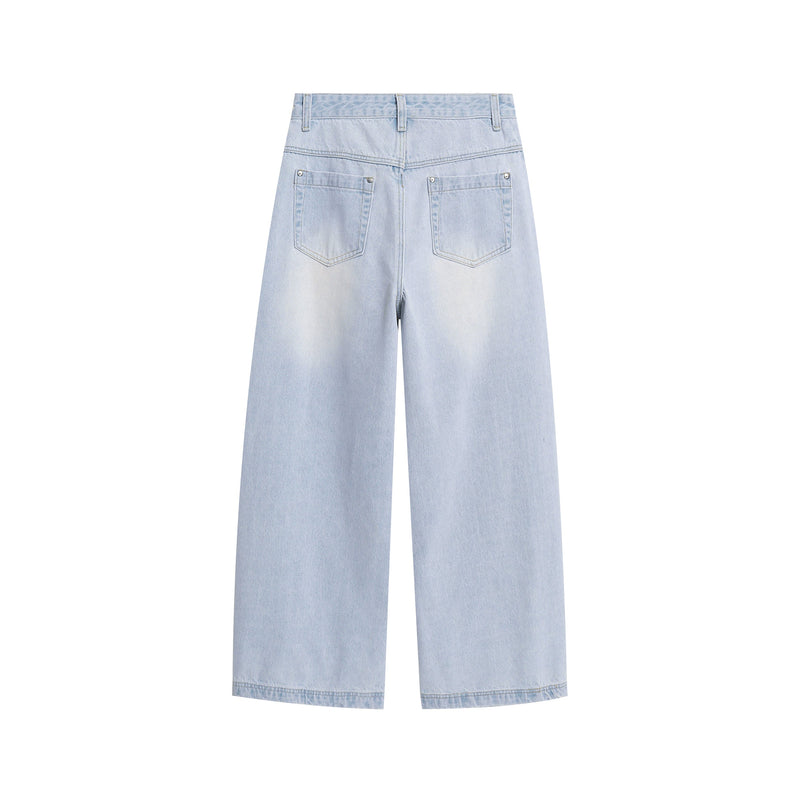 Light-Wash Wide-Leg Denim Pants | Relaxed Streetwear Fit