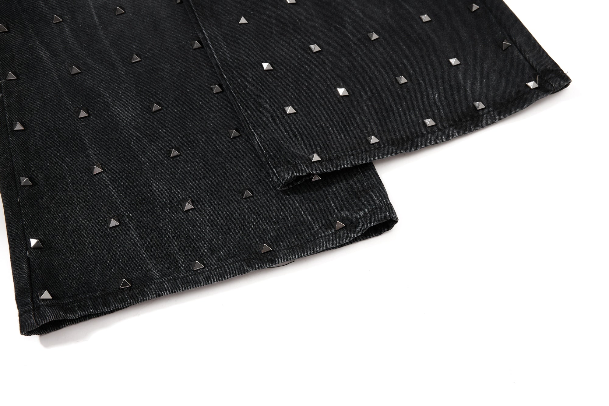 Studded Wide-Leg Denim Jeans | Vintage Black Streetwear