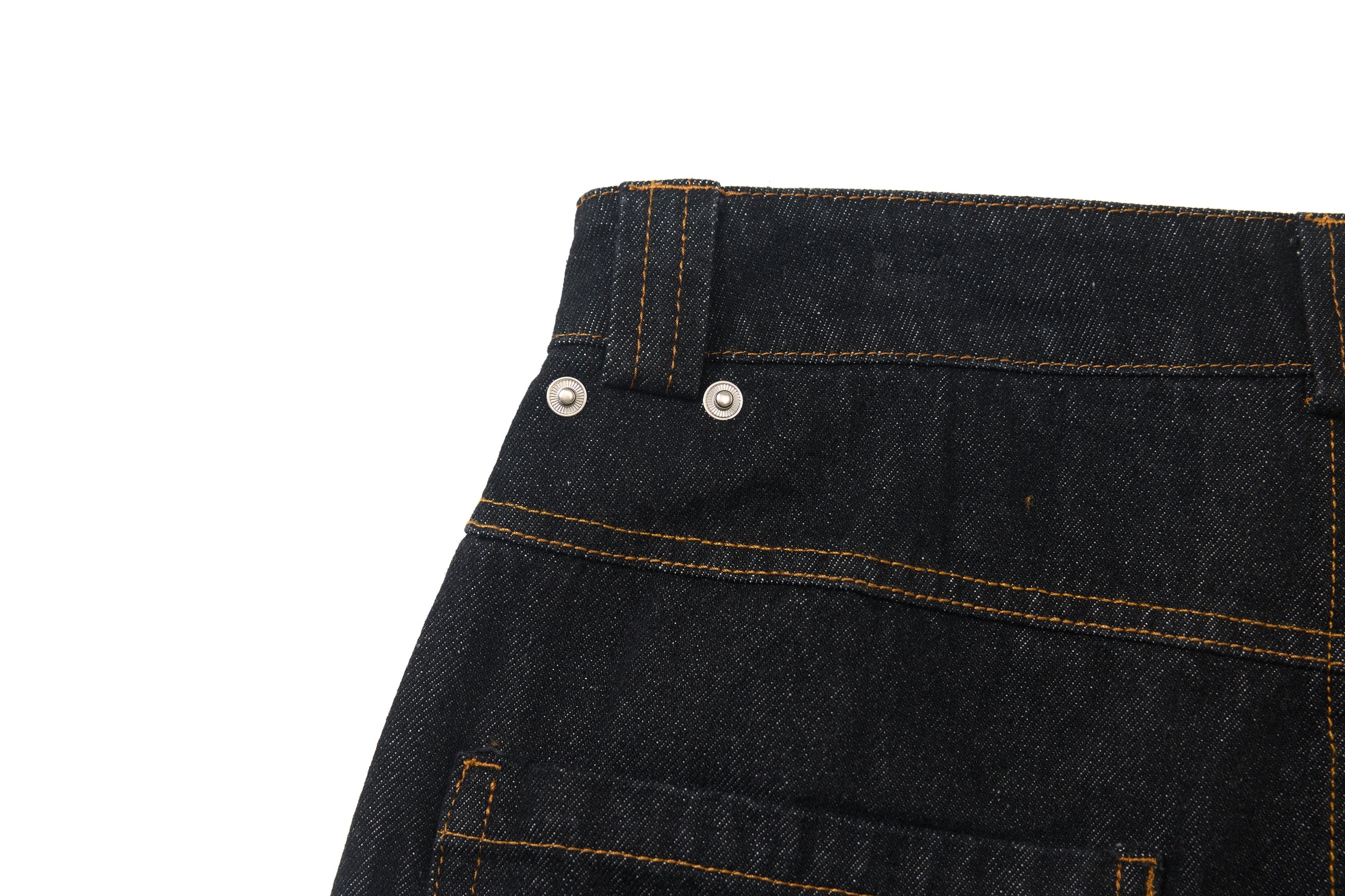 Wide-Leg Jeans with Red Embroidery & Side Drape | SEAKOFF