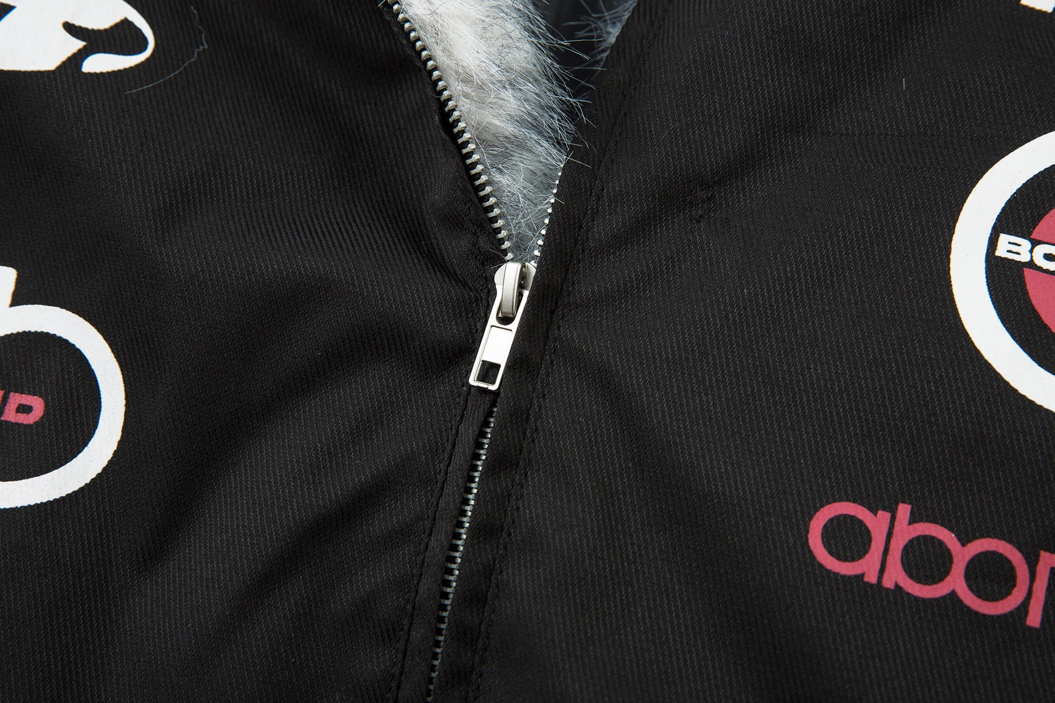 Racing Patch Faux Fur Hood Jacket | Color-Block Nylon