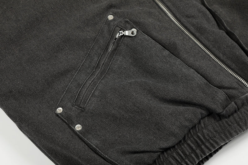Fleece-Lined Utility Bomber Jacket | Faux-Fur Collar