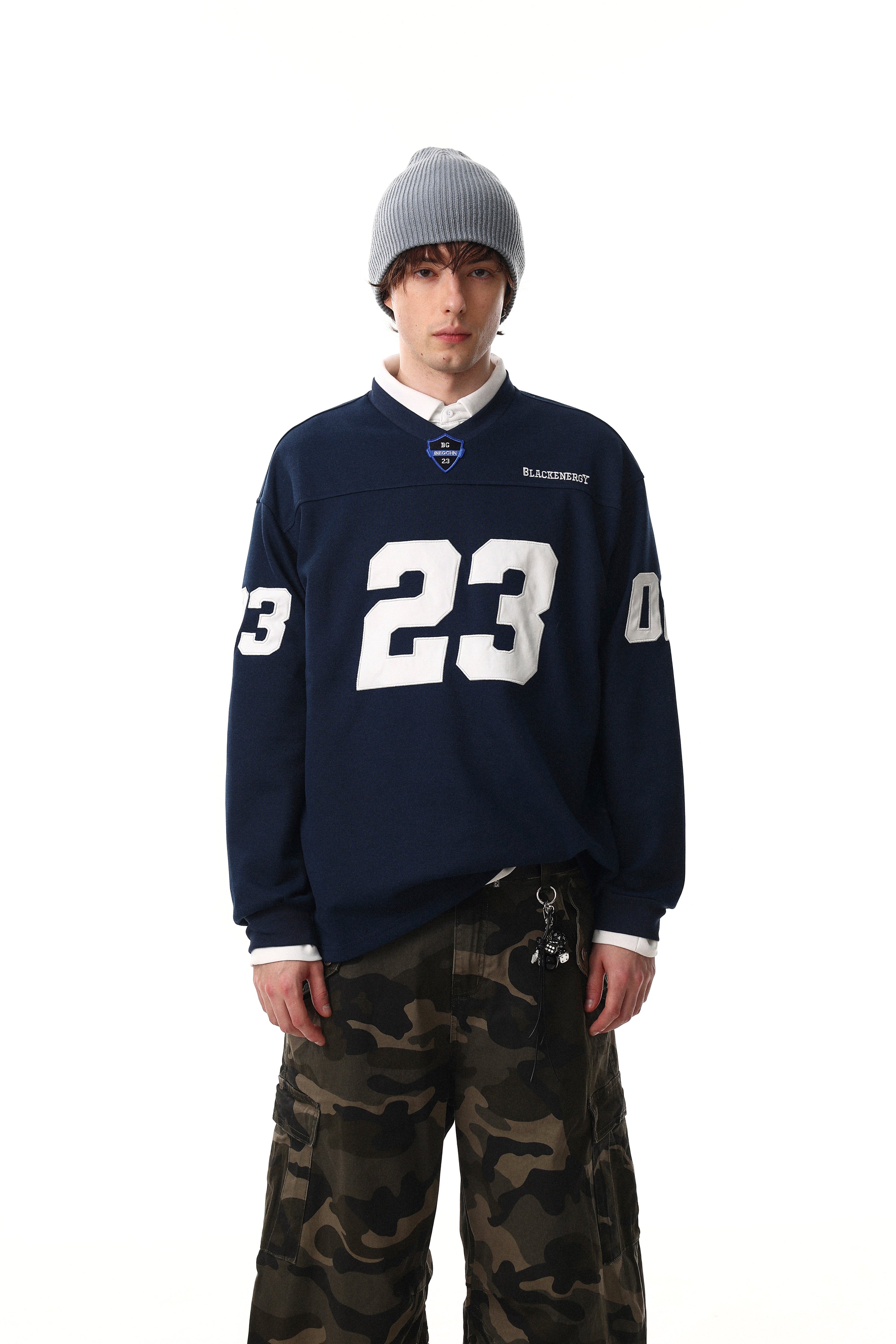 Varsity Number Graphic Long Sleeve Tee | Athletic Streetwear