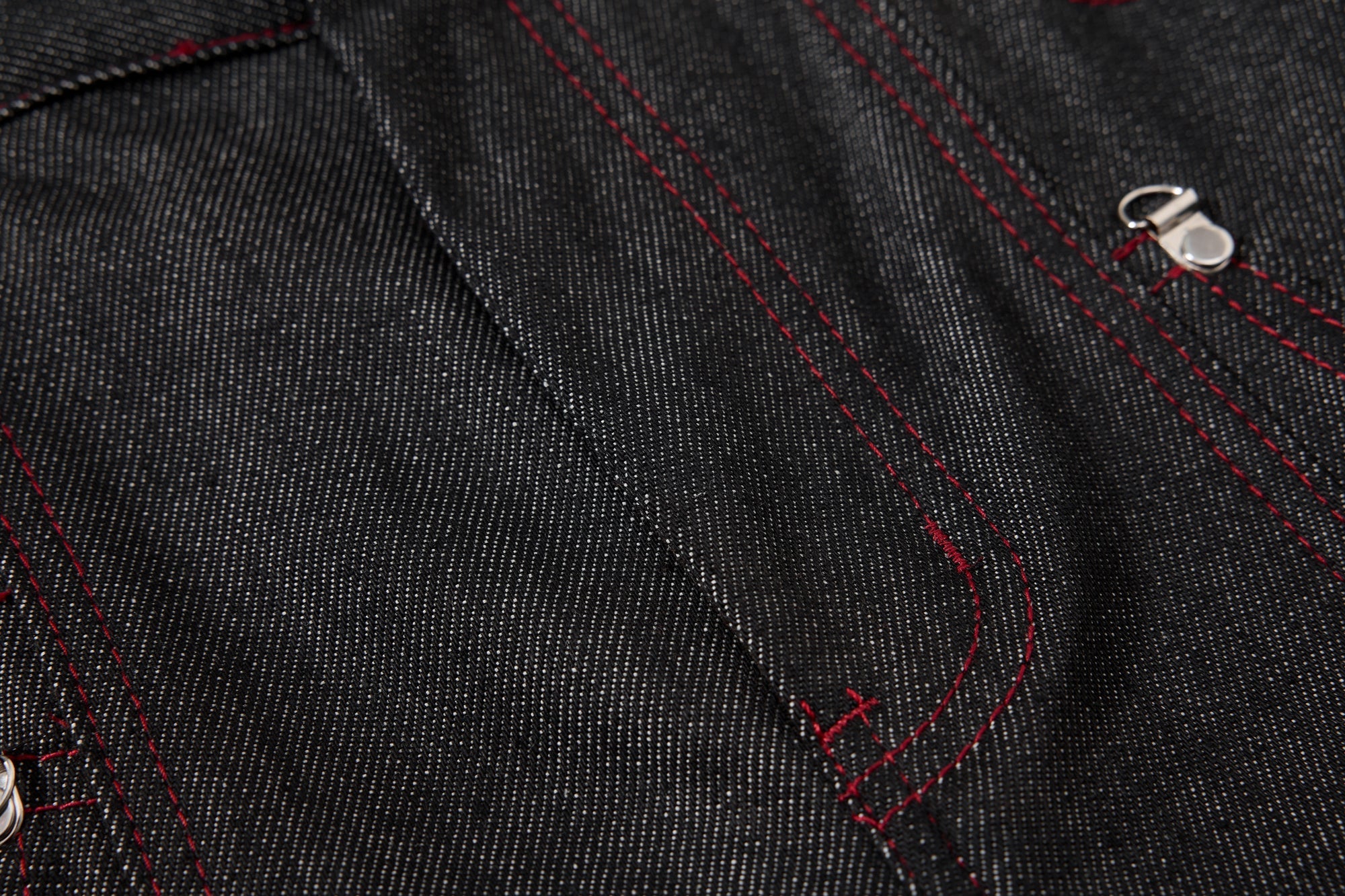 Omirad Multi-Pocket Wide-Leg Denim Pants | Red Contrast Stitch
