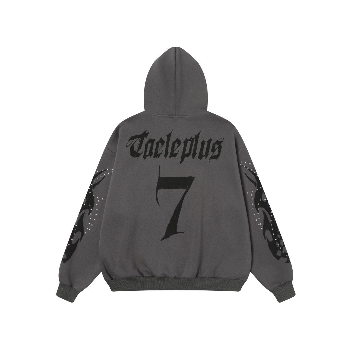 Flame Print Rhinestone Zip-Up Hoodie | Streetwear Oversized