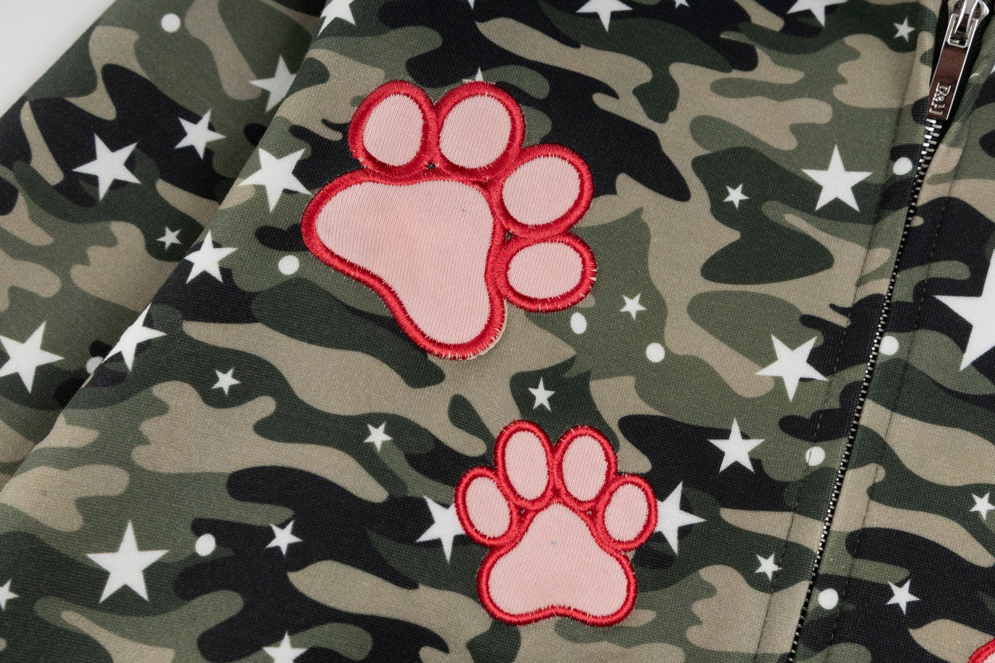 Omirad Camo Kitty Ear Zip Hoodie | Star Print Streetwear