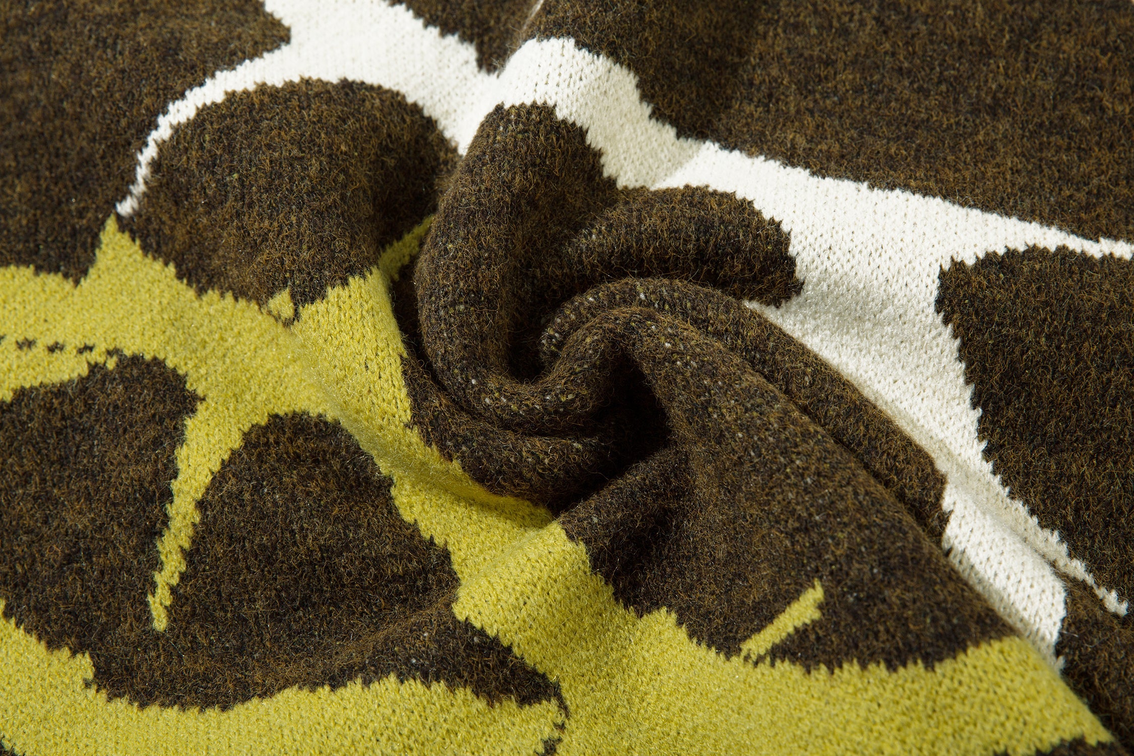 Abstract Camo Distressed Knit Sweater | Oversized Crew Neck