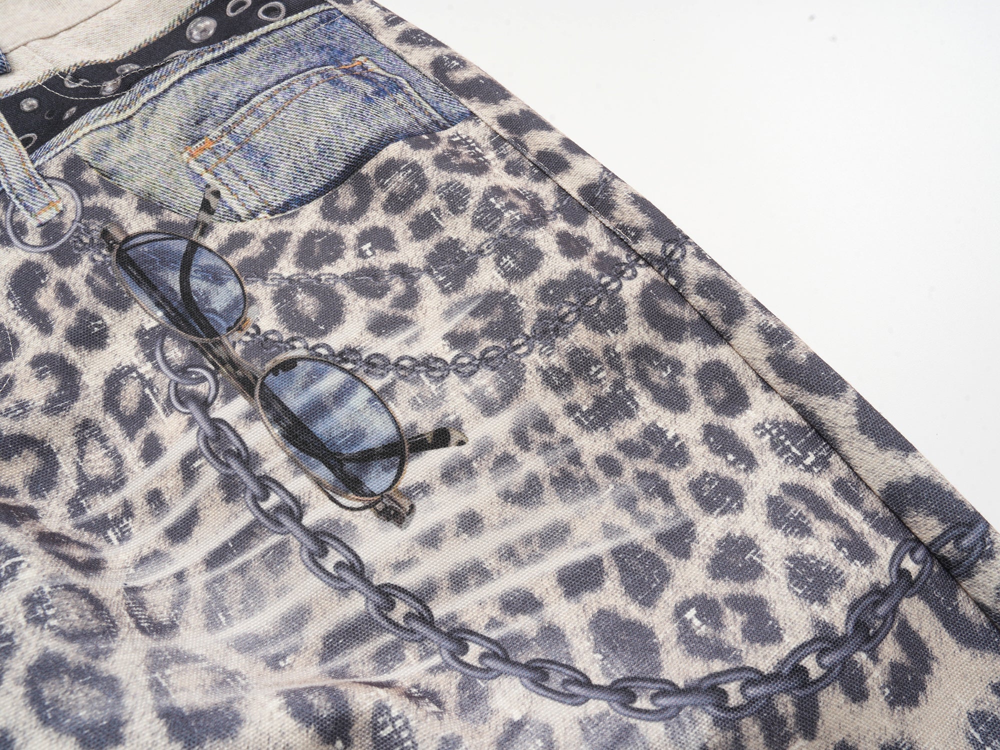 Leopard Print Patchwork Wide-Leg Pants | Y2K Streetwear