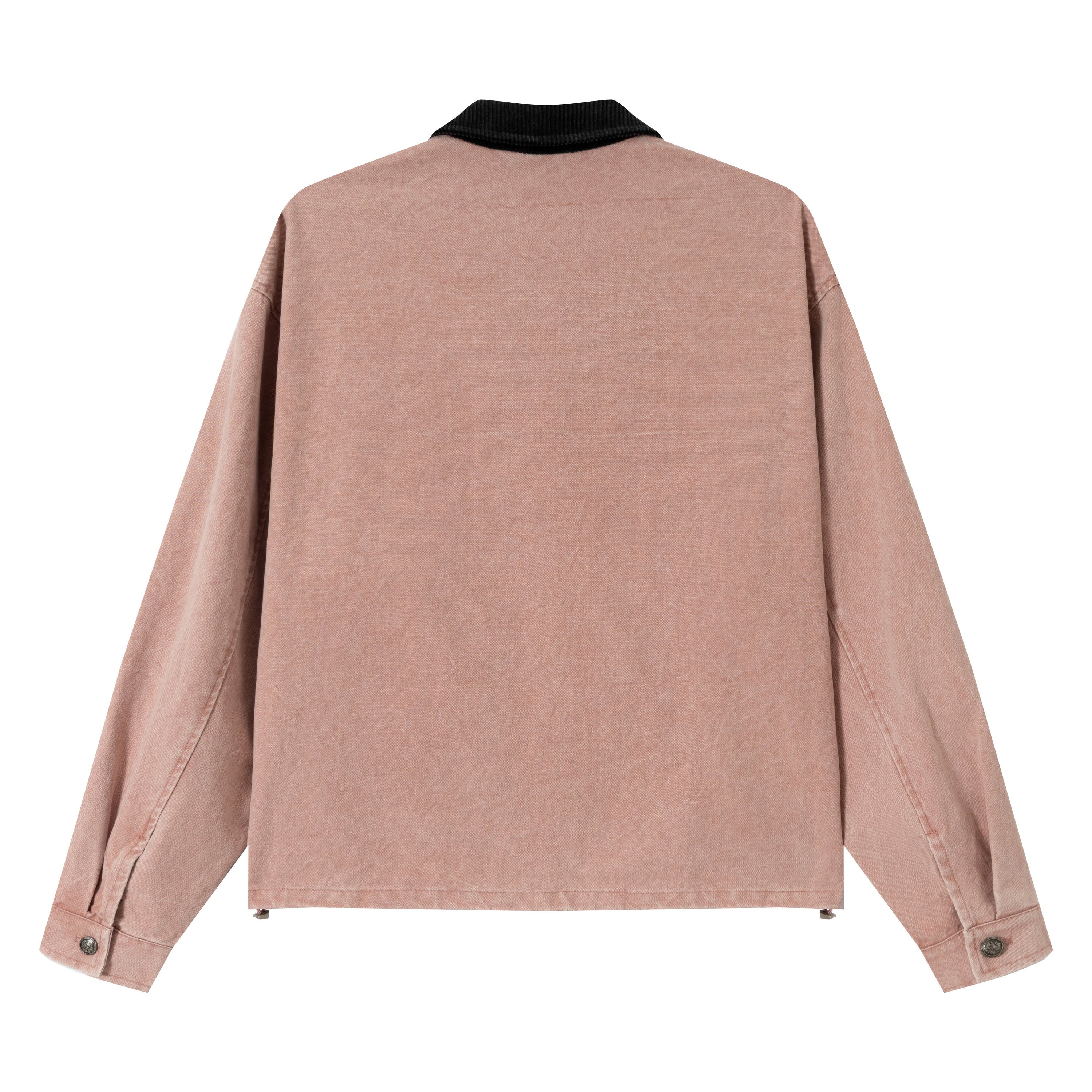 Omirad Washed Zip-Up Jacket | Corduroy Collar Streetwear