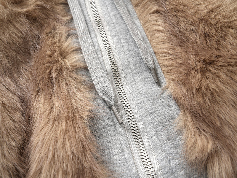 Faux Fur Hooded Bomber Jacket | Streetwear Cropped Zip-Up