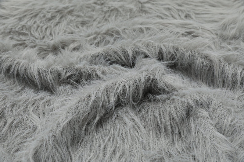 Close-up of gray fuzzy knit fabric texture