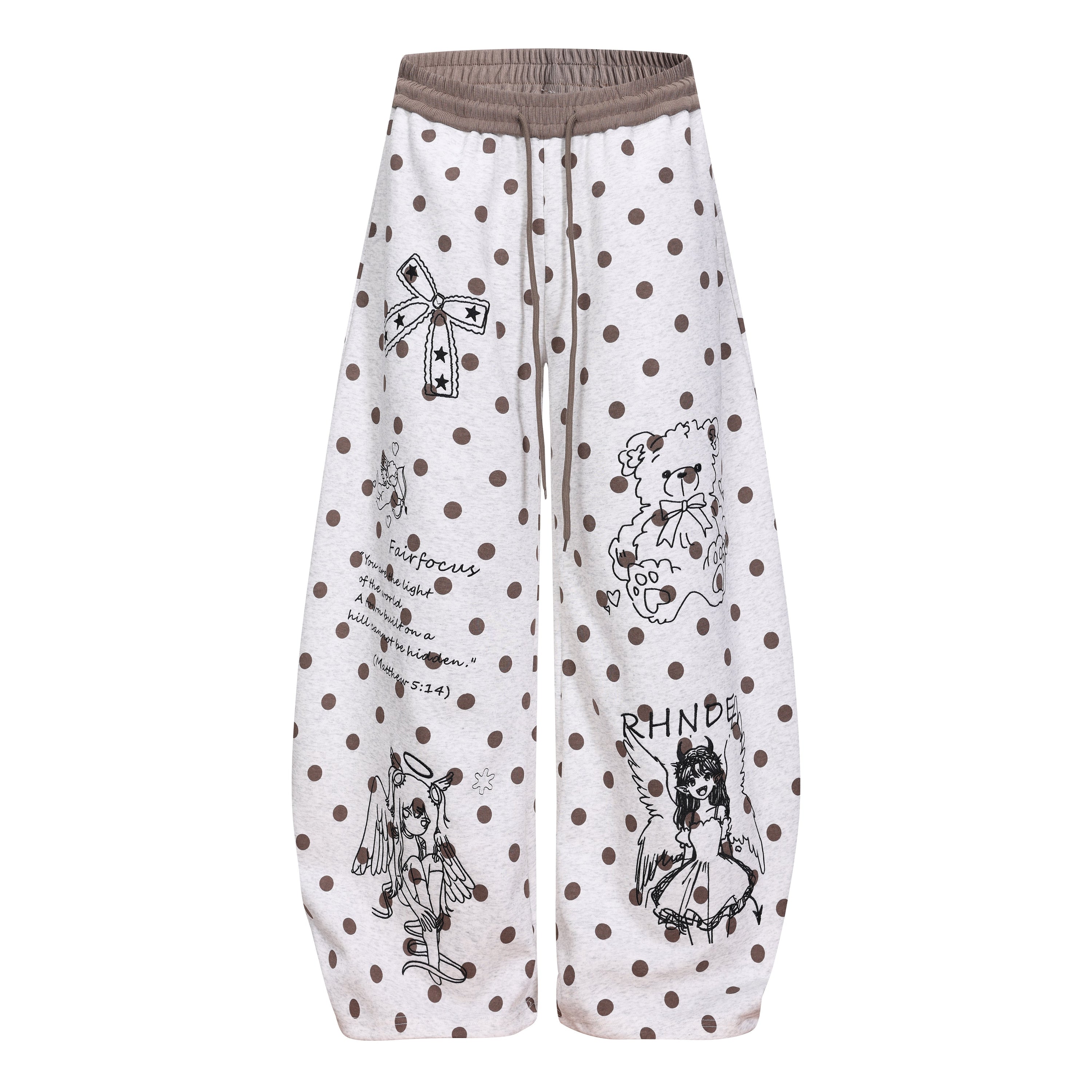 Y2K Graphic Polka Dot Wide-Leg Sweatpants | Omirad