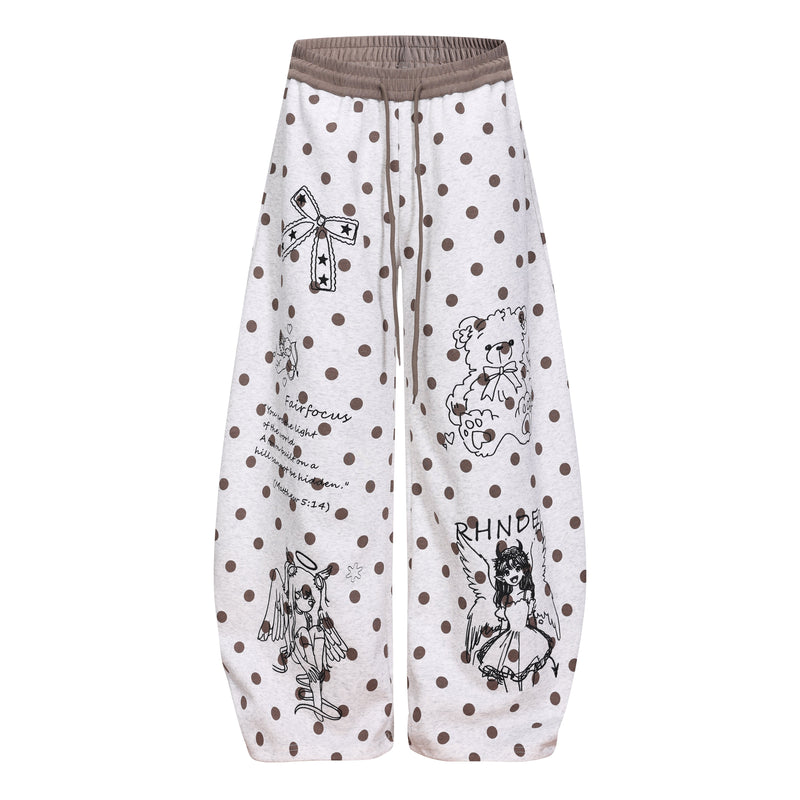 Y2K Graphic Polka Dot Wide-Leg Sweatpants | Omirad