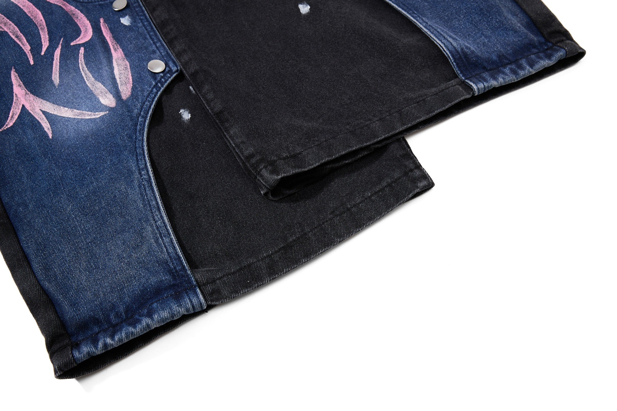 Graphic Panel Wide-Leg Denim Jeans | Vintage Black Streetwear