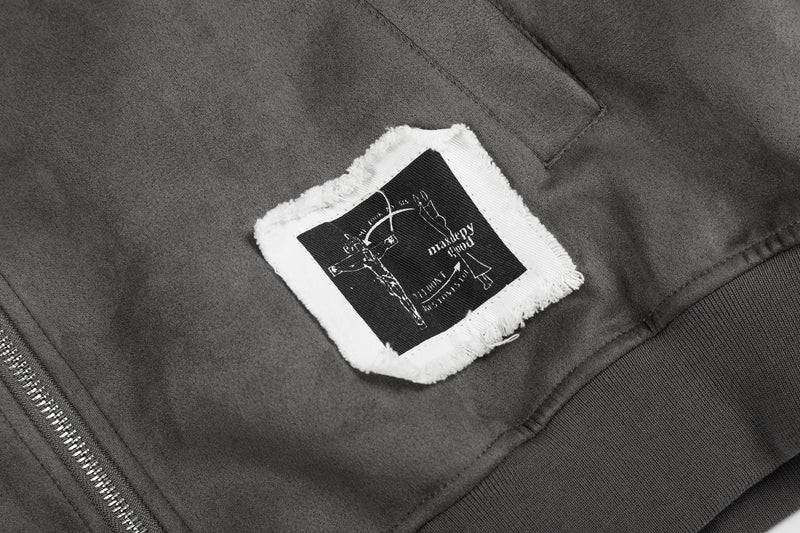 Omirad Graphic Patch Faux-Fur Hooded Zip Jacket