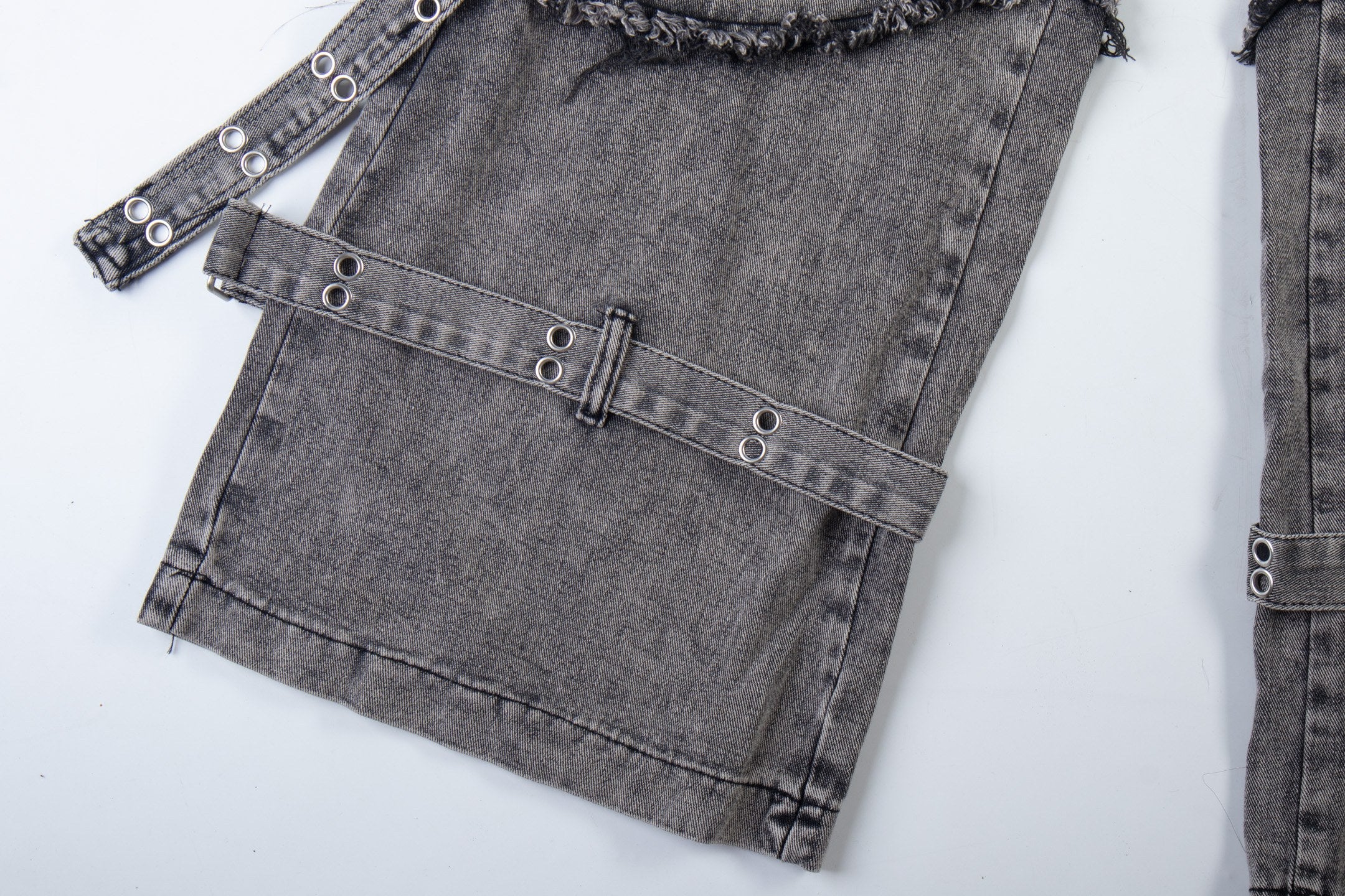 Omirad Deconstructed Strap Cargo Jeans | Washed Black Denim