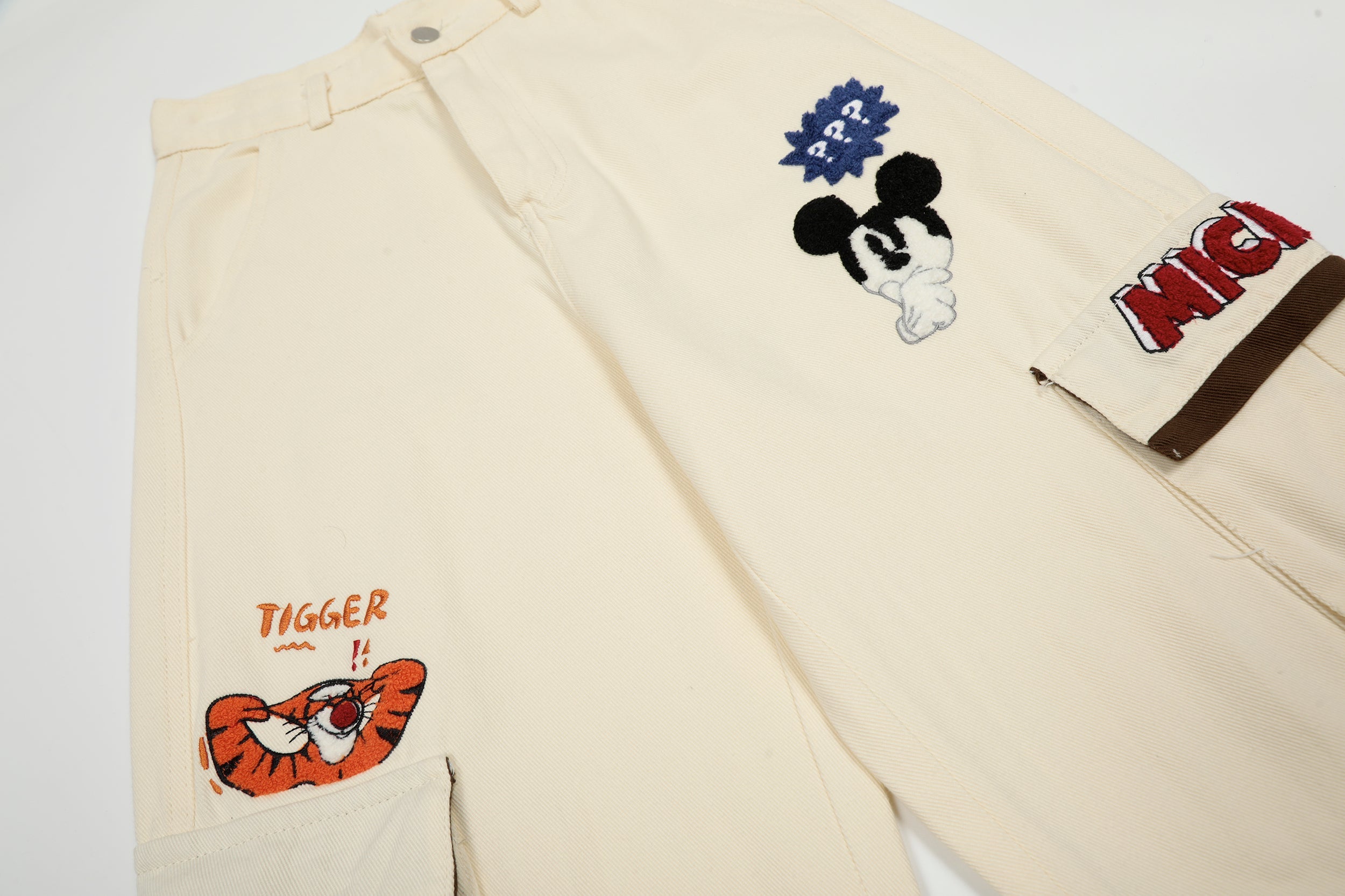 Cartoon Patch Cargo Wide-Leg Pants | Streetwear Graphic Trousers