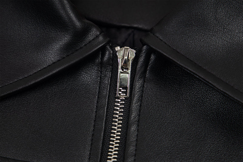 Omirad Vintage Lettering PU Leather Bomber Jacket