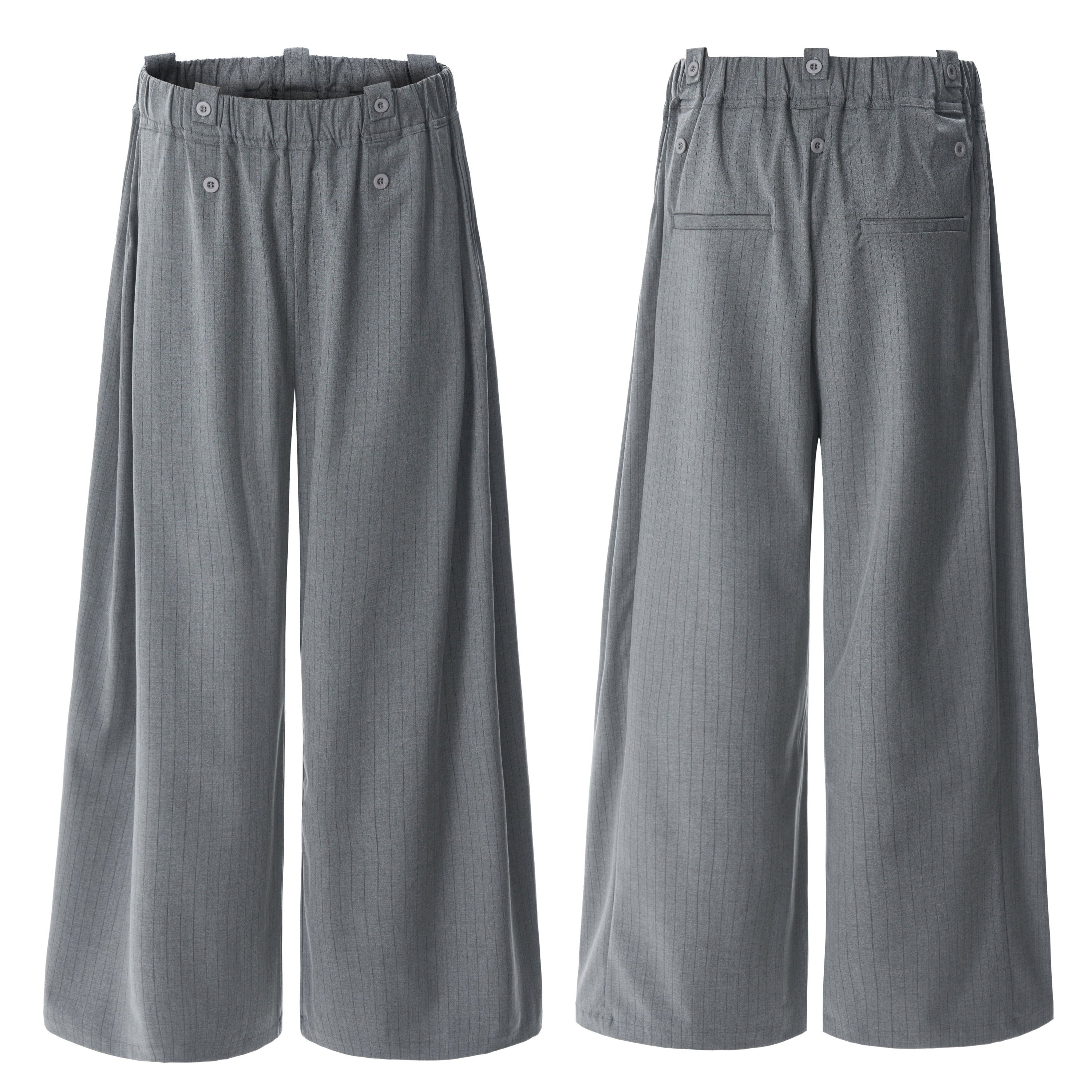 Dual-Button Pinstripe Wide-Leg Trousers | Relaxed Fit