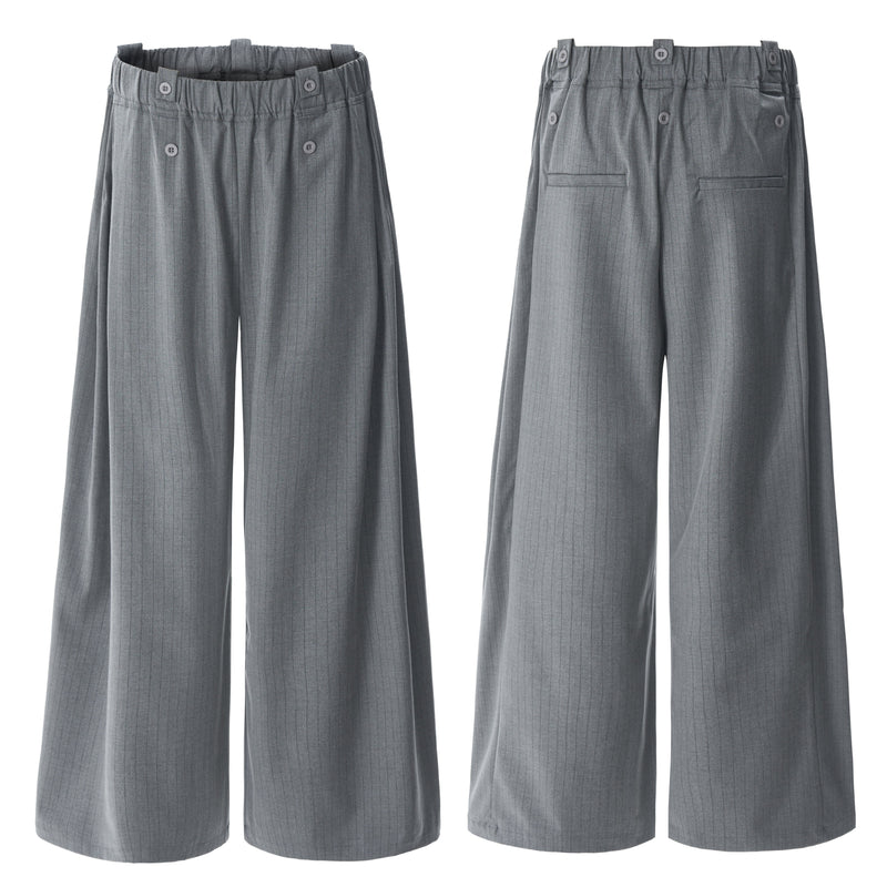 Dual-Button Pinstripe Wide-Leg Trousers | Relaxed Fit