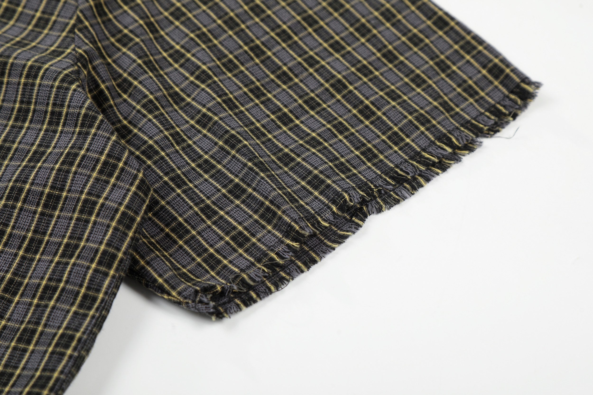 Omirad Gradient Check Distressed Plaid Shirt | Raw Edge