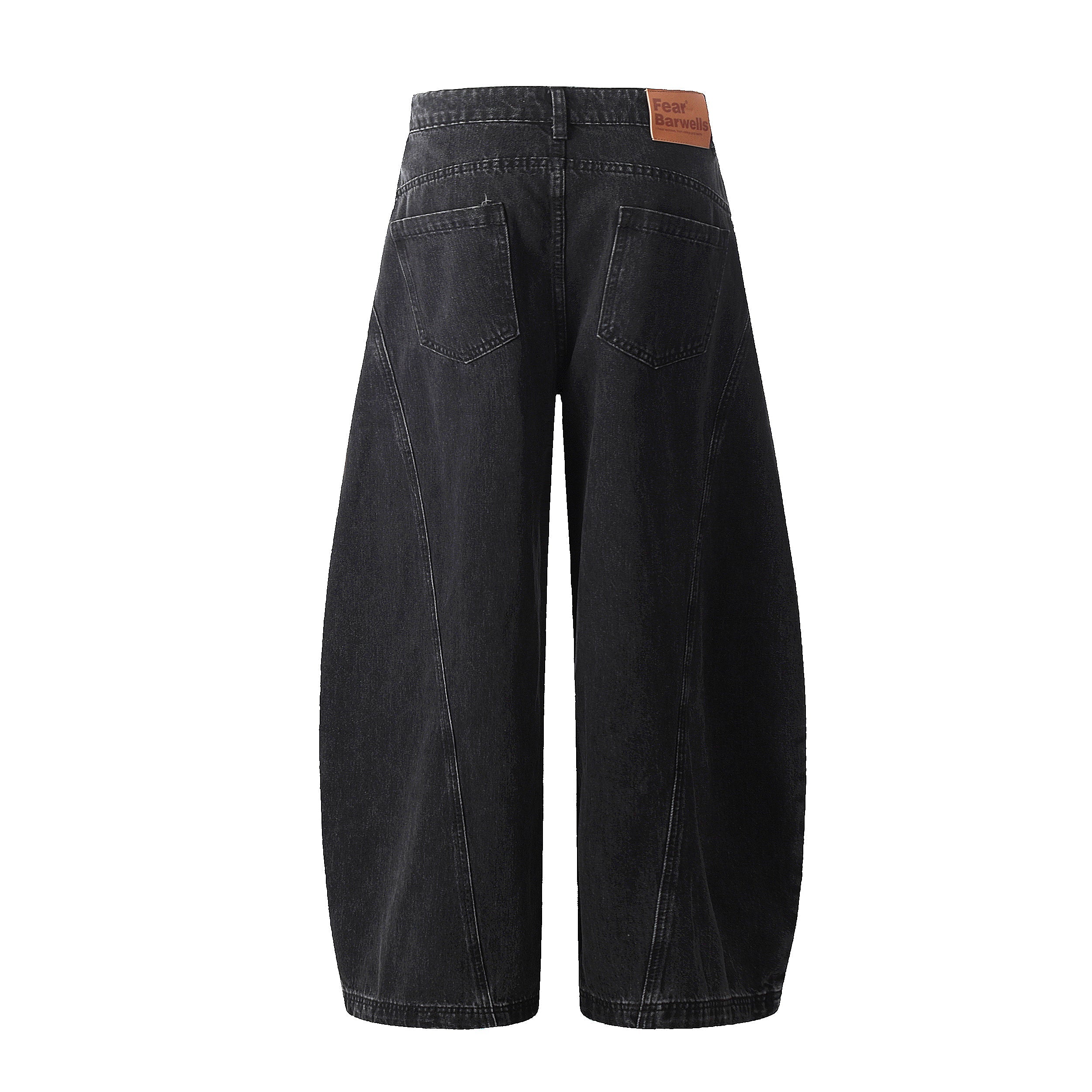 Wide-Leg Balloon Denim Pants | Washed Black Streetwear Jeans