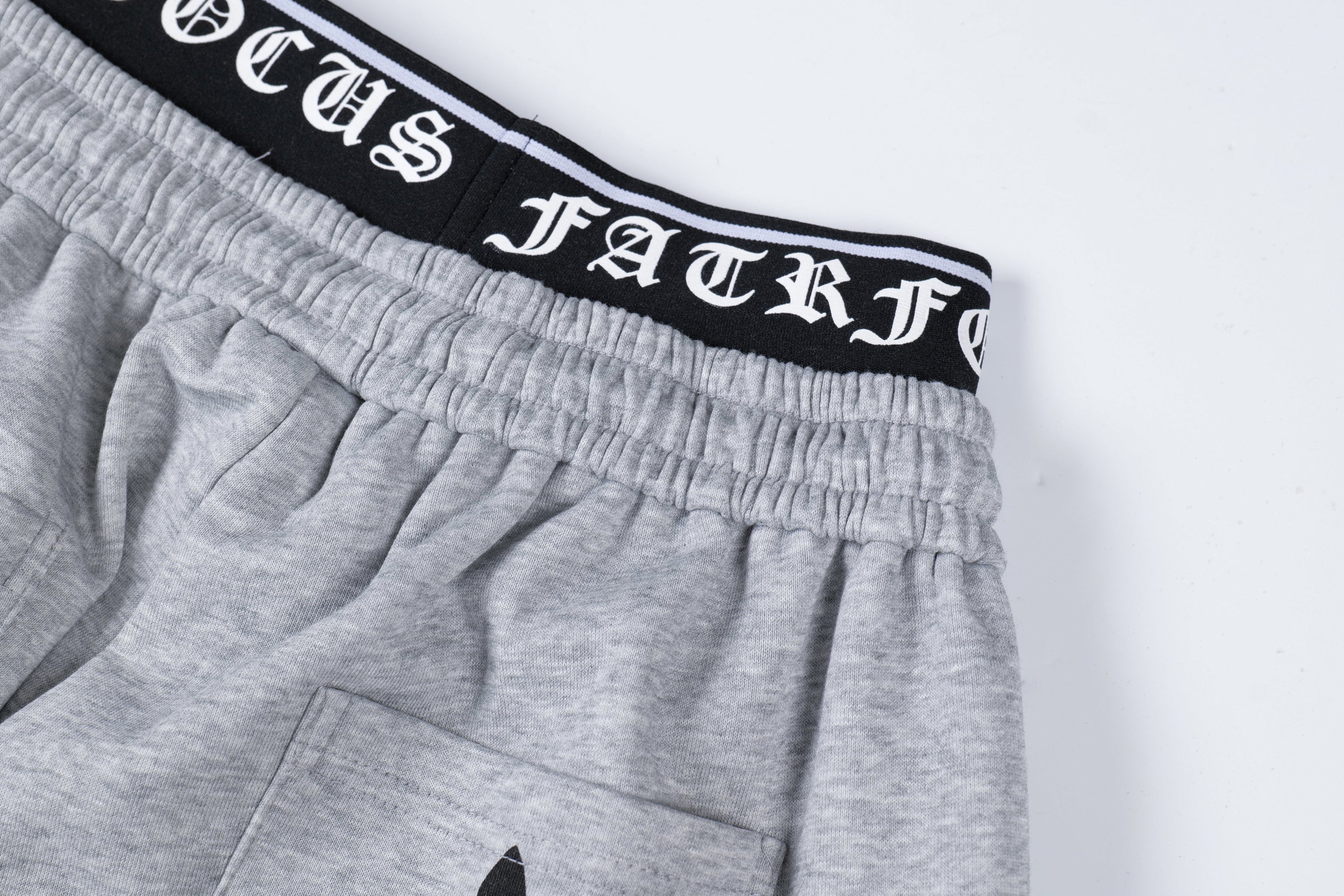Gothic Cross Wide-Leg Sweatpants | FATFOCUS Logo Waistband