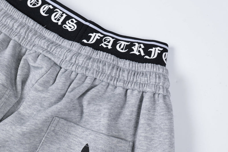 Gothic Cross Wide-Leg Sweatpants | FATFOCUS Logo Waistband