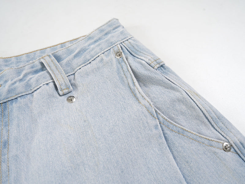 Light-Wash Wide-Leg Denim Pants | Relaxed Streetwear Fit