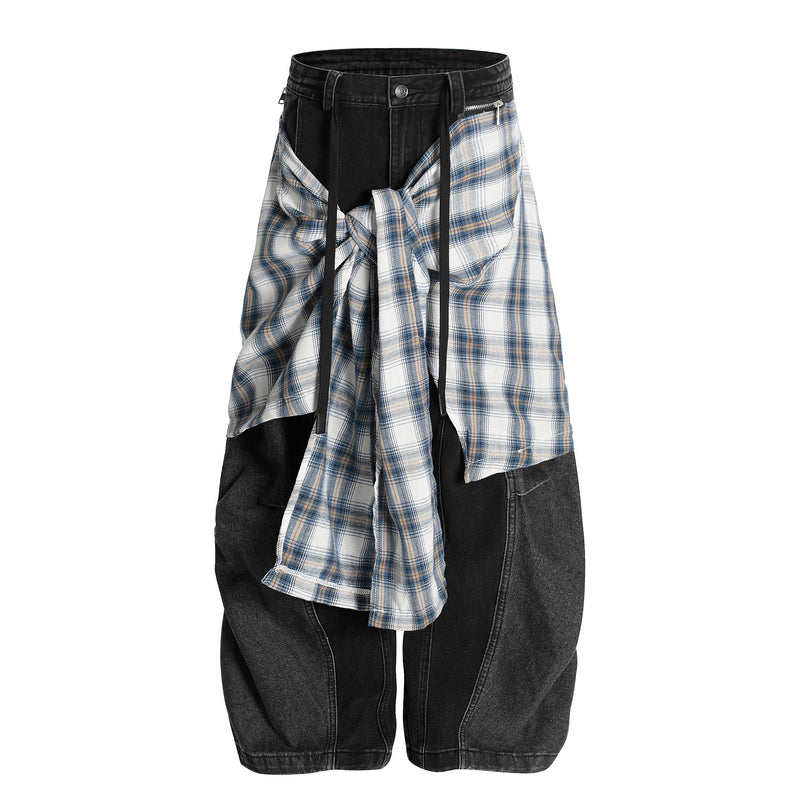 Omirad Layered Plaid Skirt-Pants | Deconstructed Streetwear