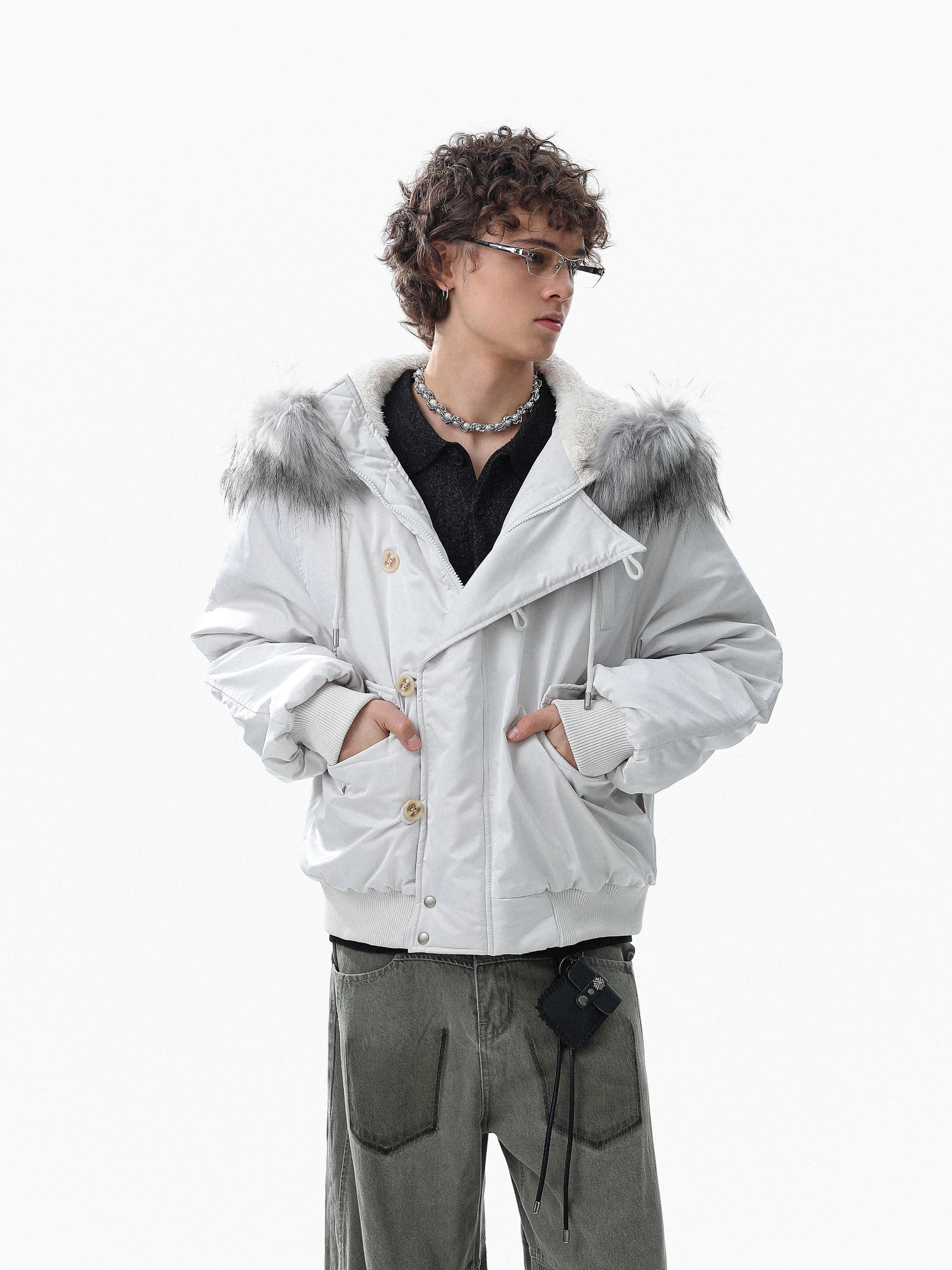 Faux Fur Trim Padded Bomber Jacket | Cropped Winter Coat