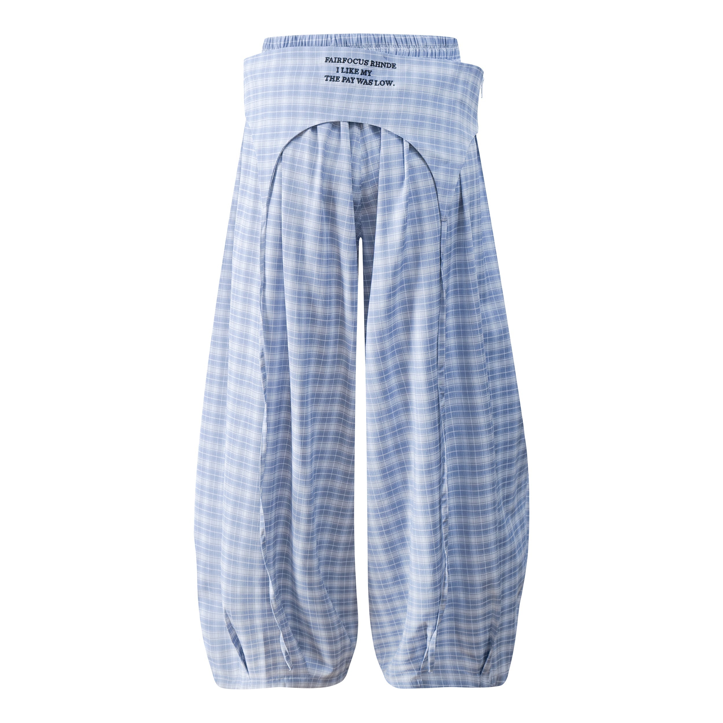 Fairfocus Draped Plaid Wide-Leg Pants | Avant-Garde Streetwear