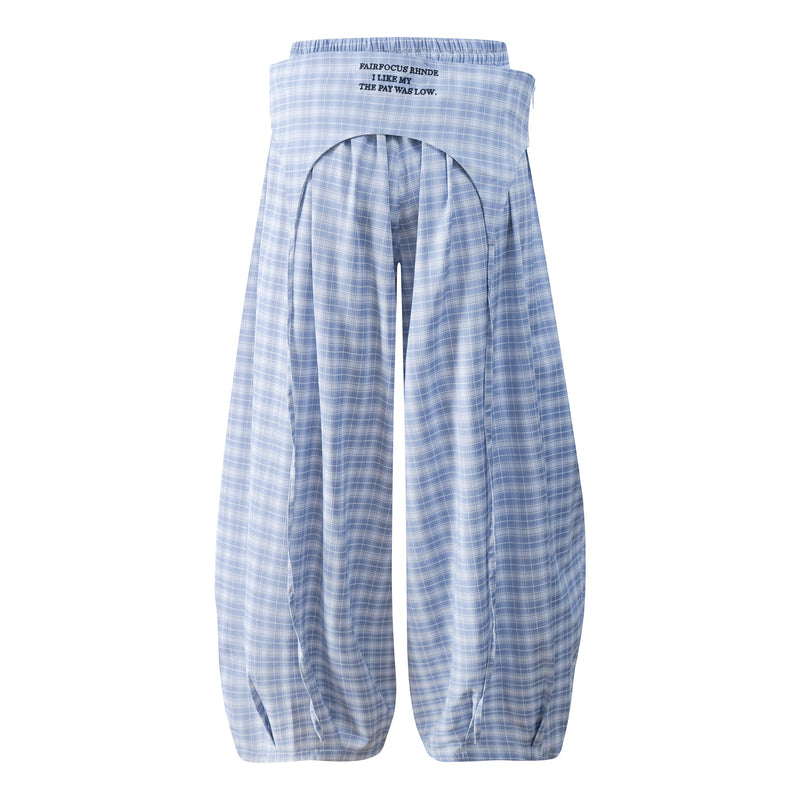 Fairfocus Draped Plaid Wide-Leg Pants | Avant-Garde Streetwear