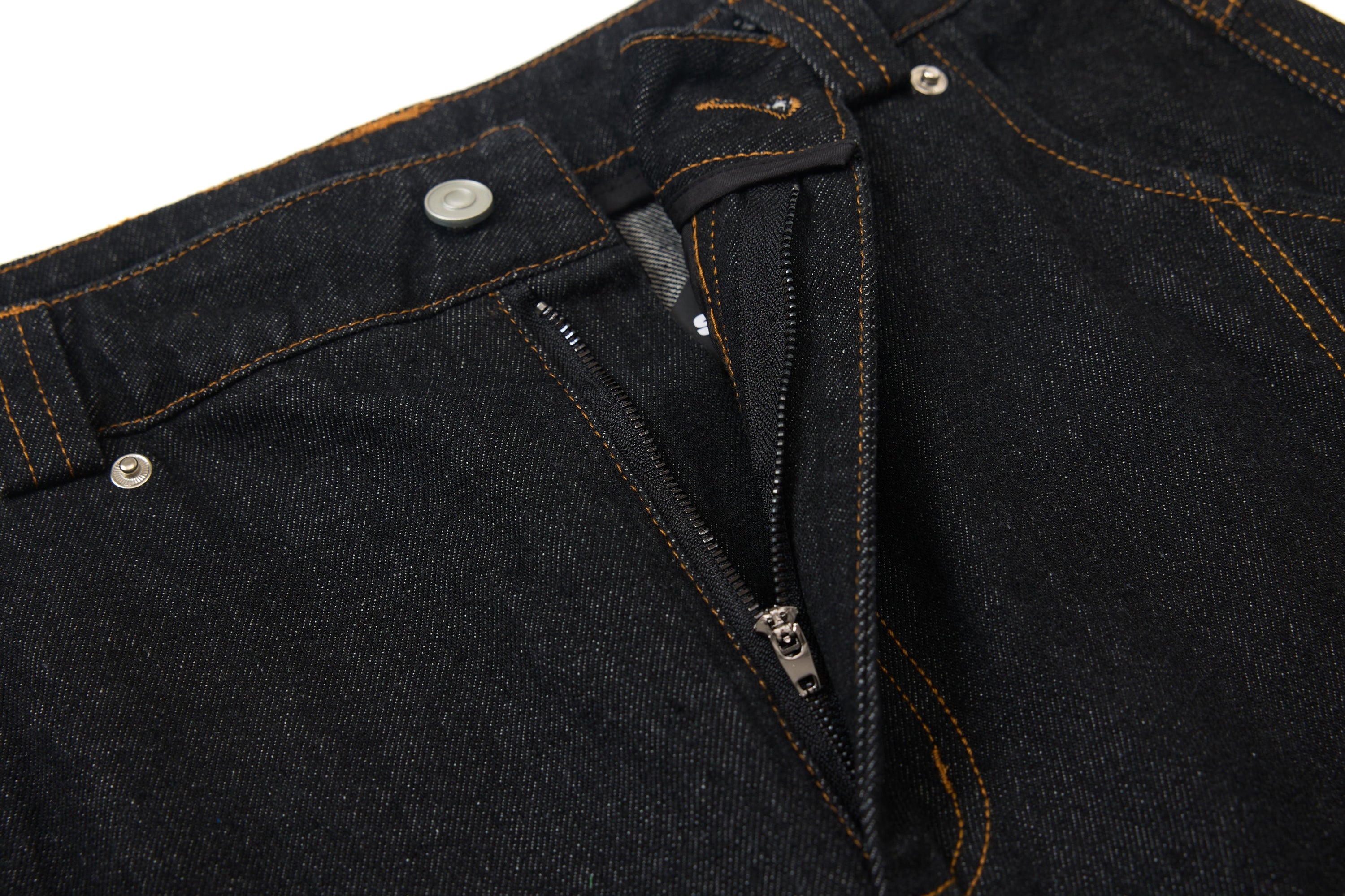 Wide-Leg Jeans with Red Embroidery & Side Drape | SEAKOFF