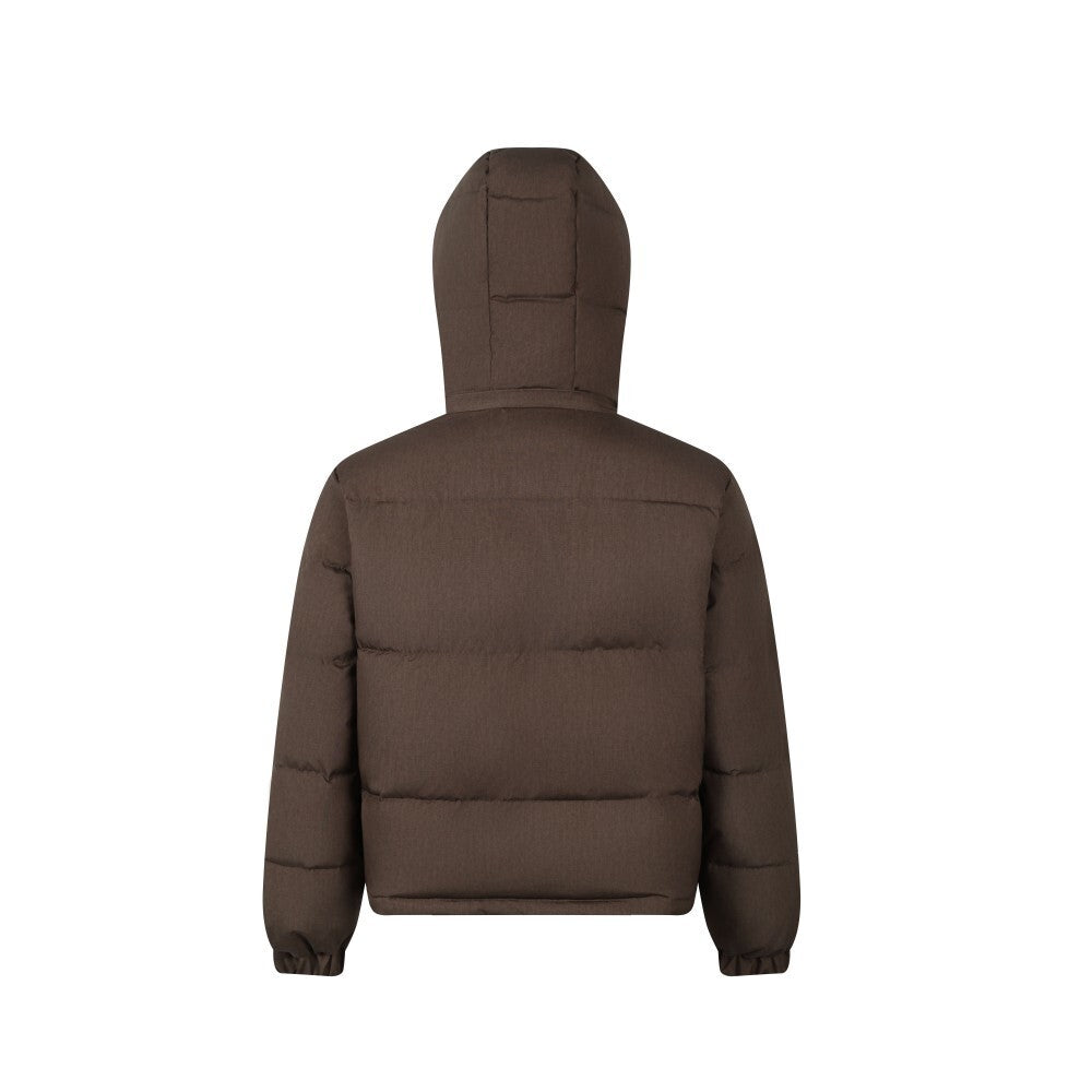 Reversible Hooded Puffer Jacket | Brown & Blue Check