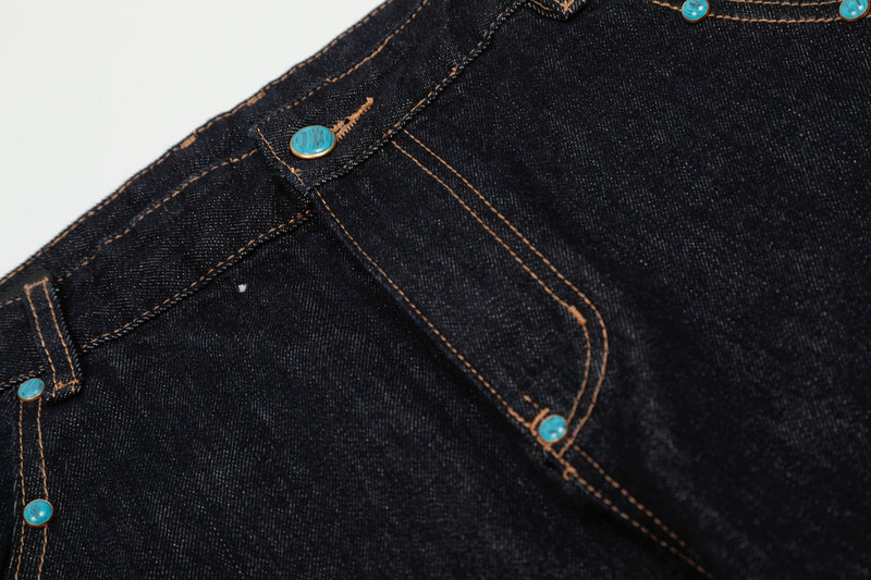 Omirad Studded Dark-Wash Wide-Leg Jeans | SEAKOFF