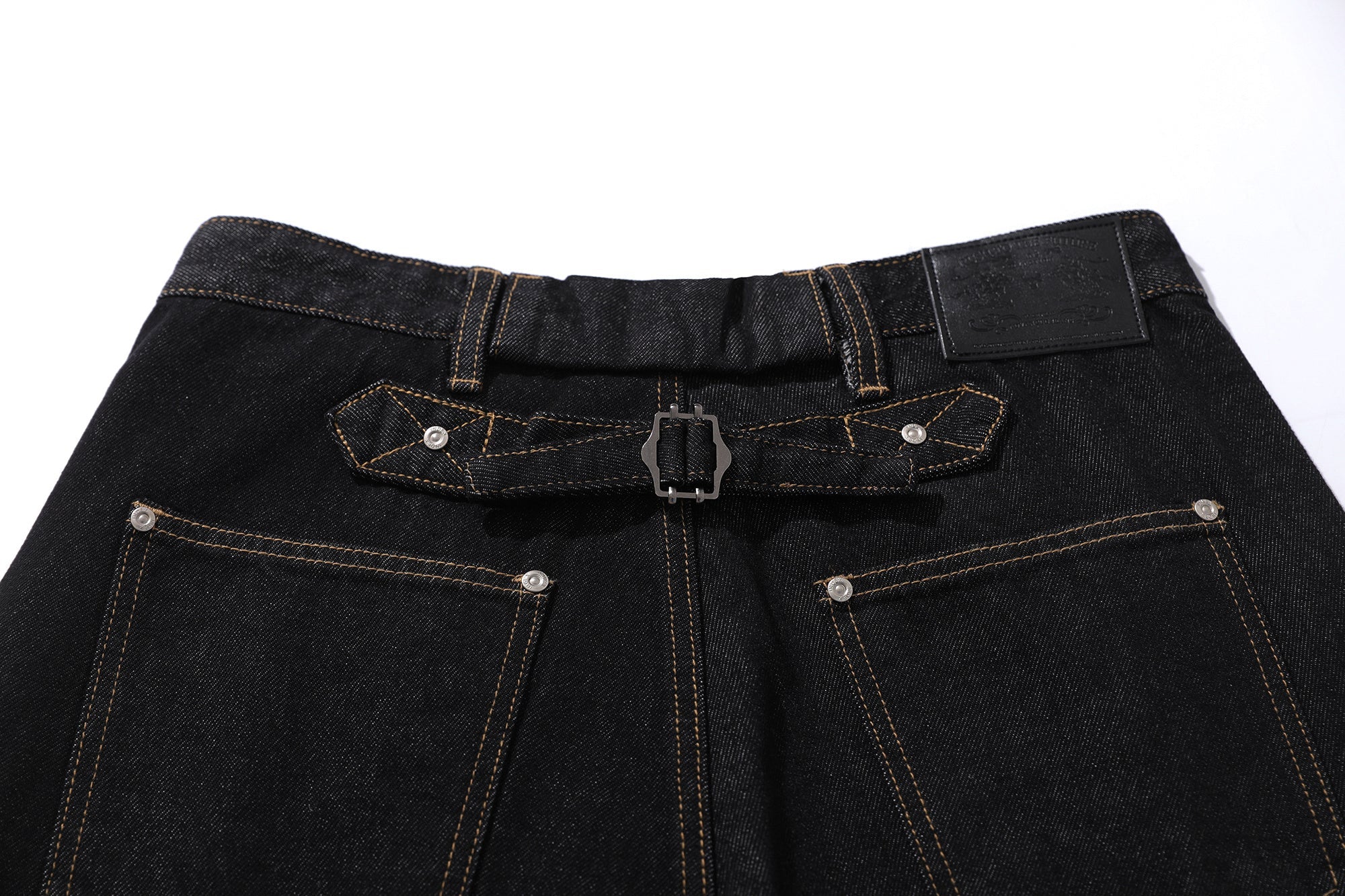 Omirad Multi-Pocket Wide-Leg Cargo Denim Pants | Black