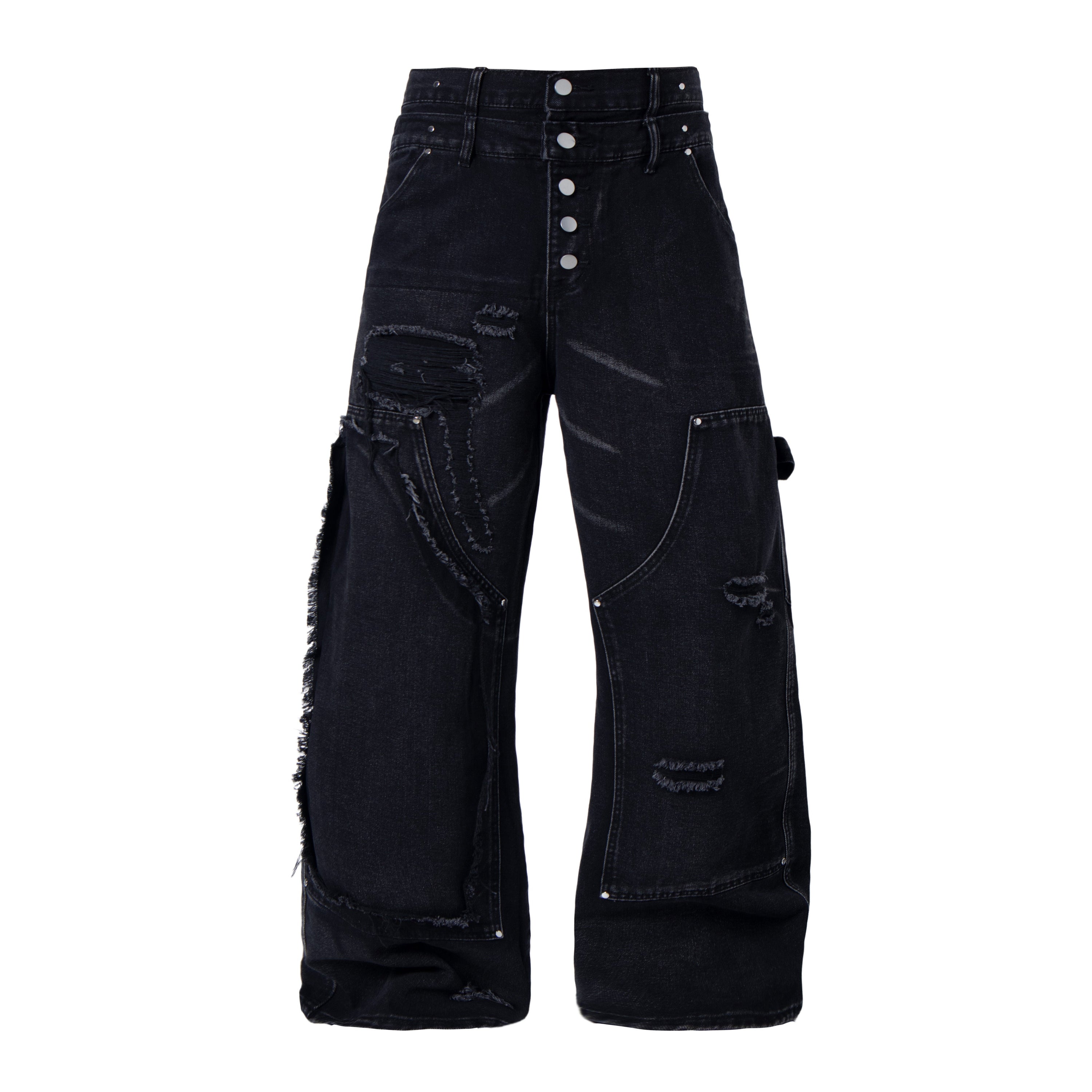 Omirad Distressed Panel Denim Pants | Streetwear Jeans
