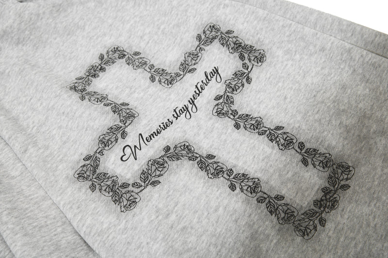 Gothic Cross Script Wide-Leg Sweatpants | Streetwear Joggers