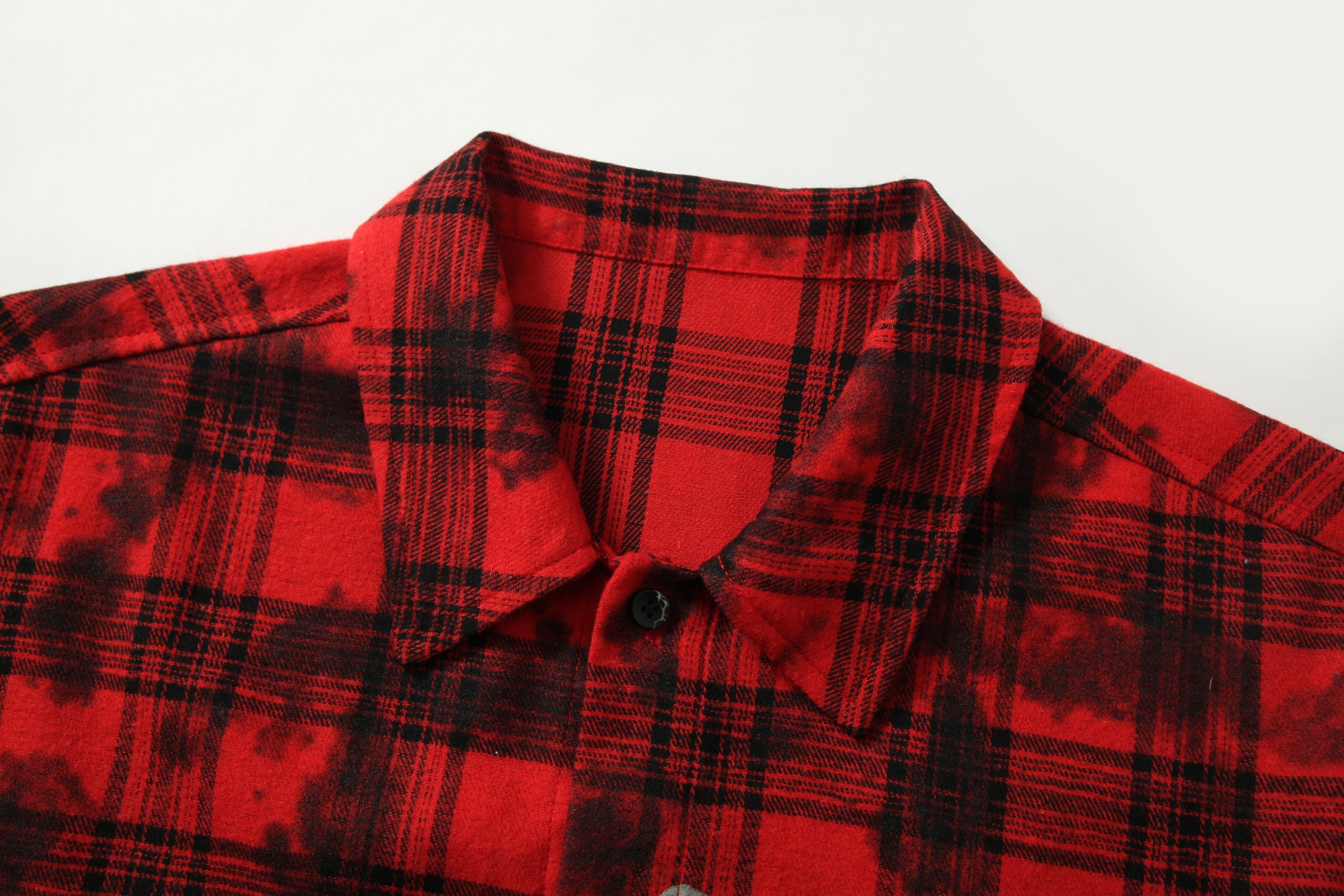 Punk Plaid Graphic Cropped Shirt | Red Grunge Button-Up